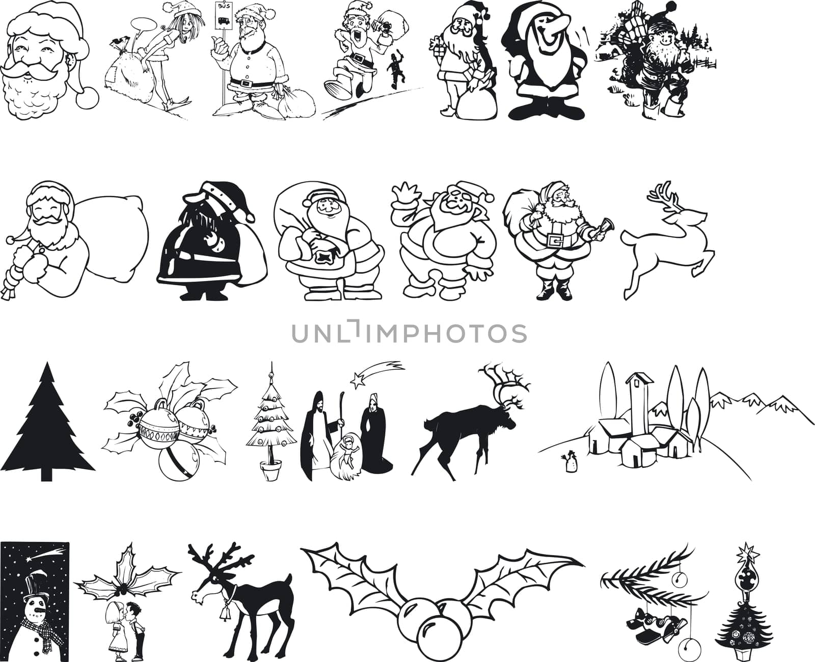 Illustrations of Xmas Silouettes