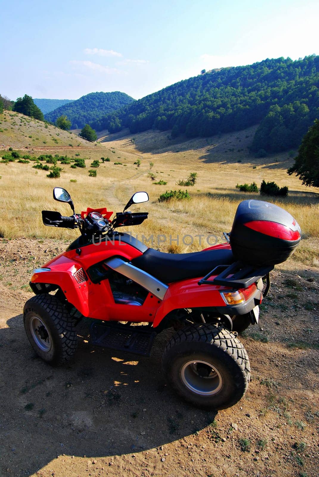 red quad bike in nature
