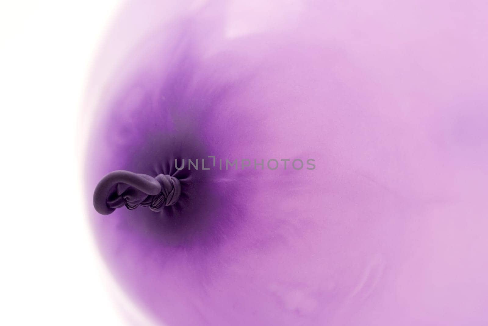 close up of the knot of a purple baloon for festive background