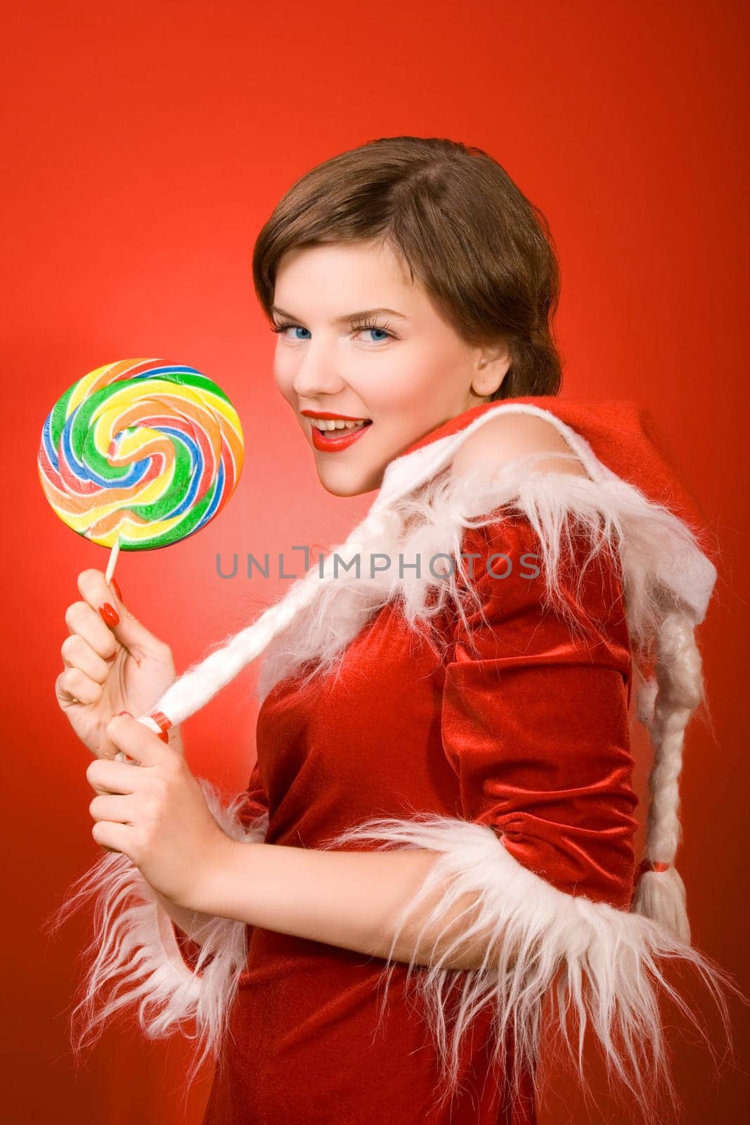 christmas girl with candy