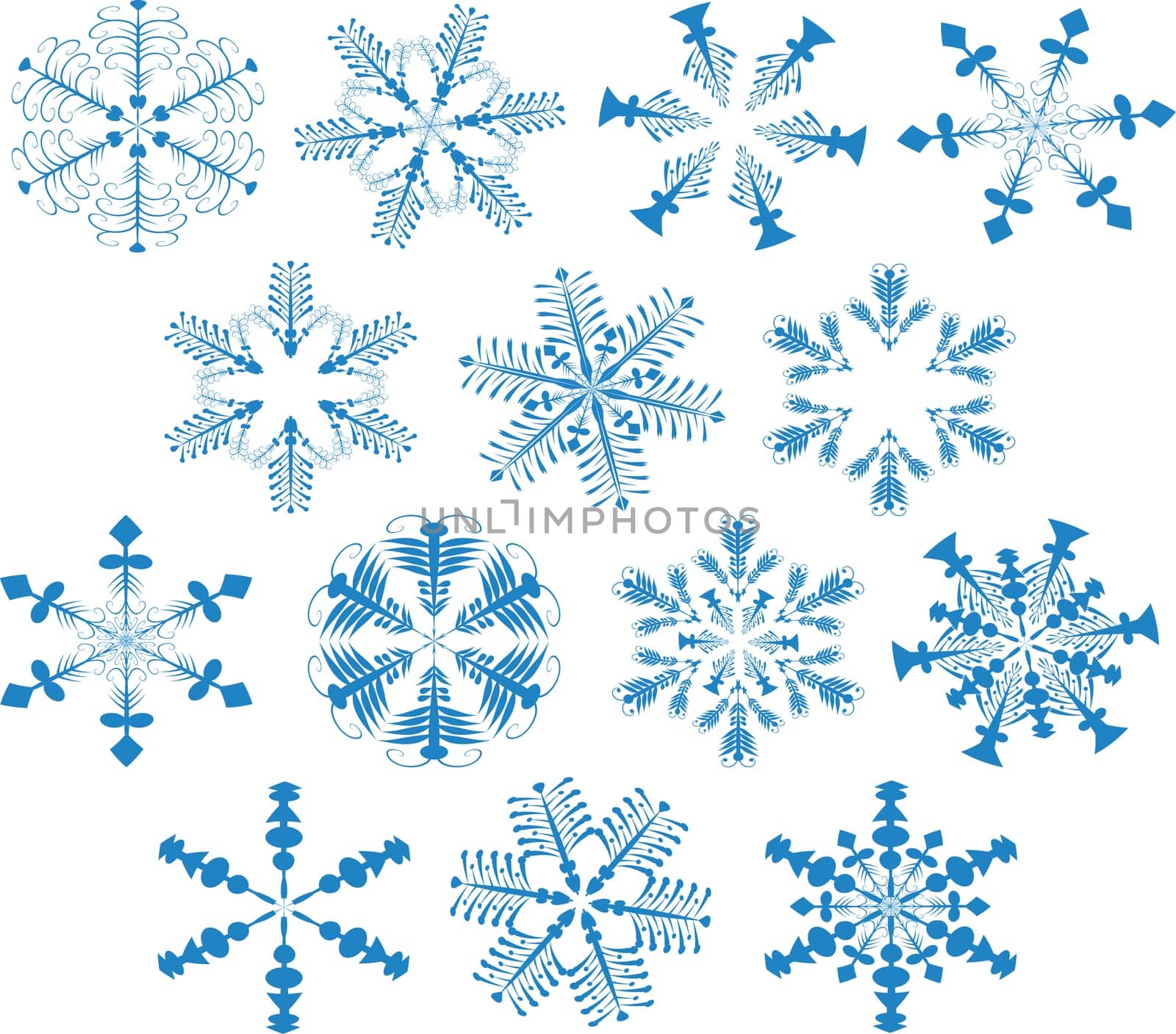 Various decorative snowflake designs
