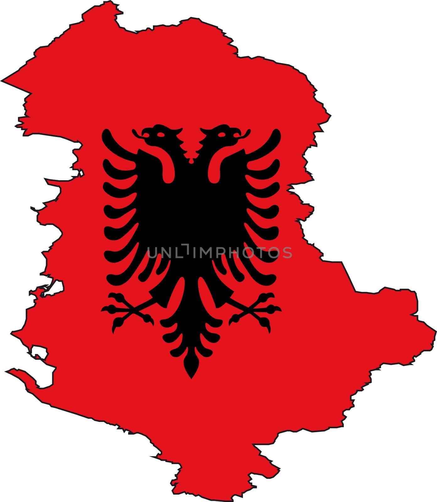 Illustration Vector of a Map and Flag from Albania