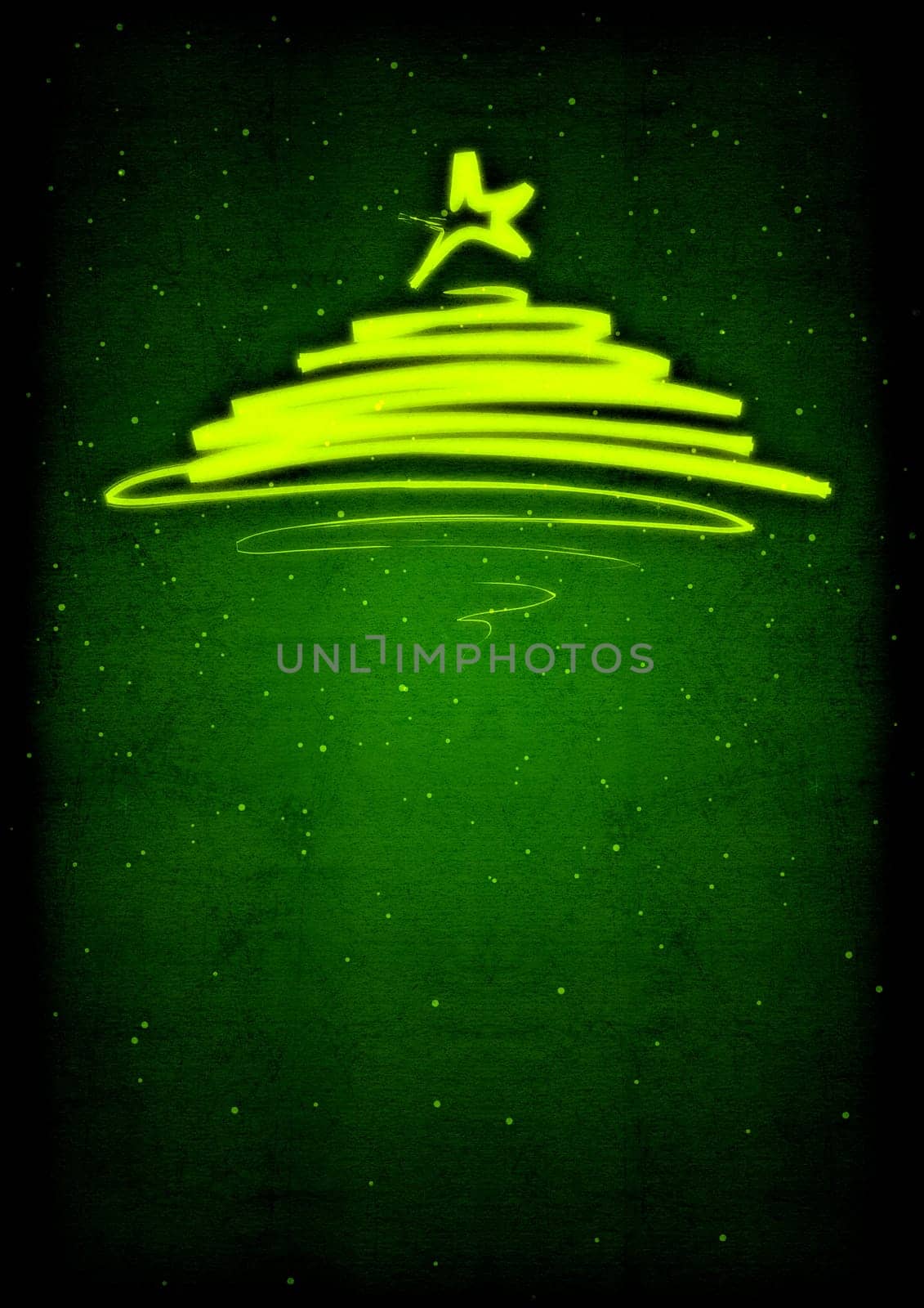 Christmas tree on snowy background with free space for individual text.