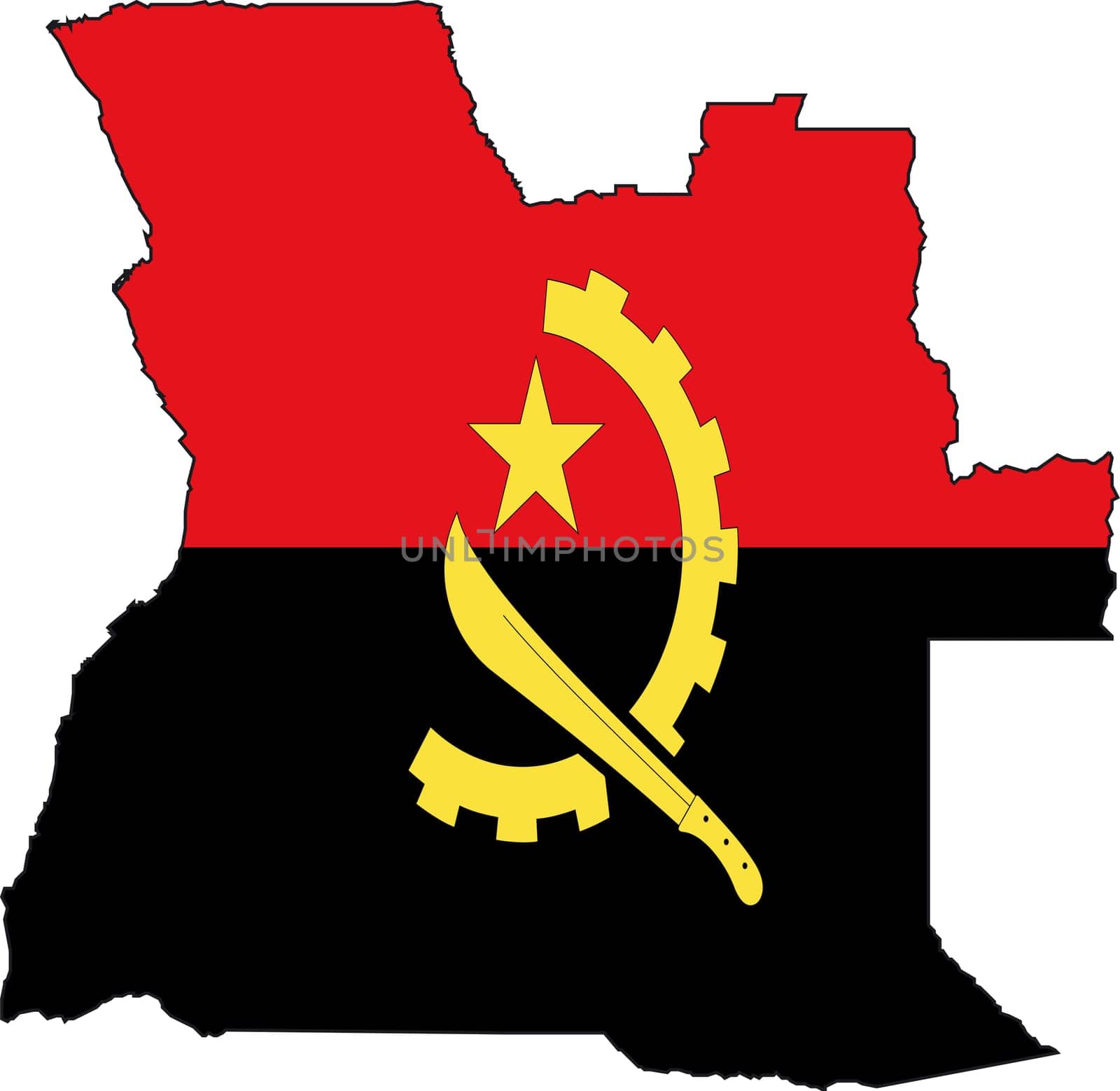 Illustration Vector of a Map and Flag from Angola