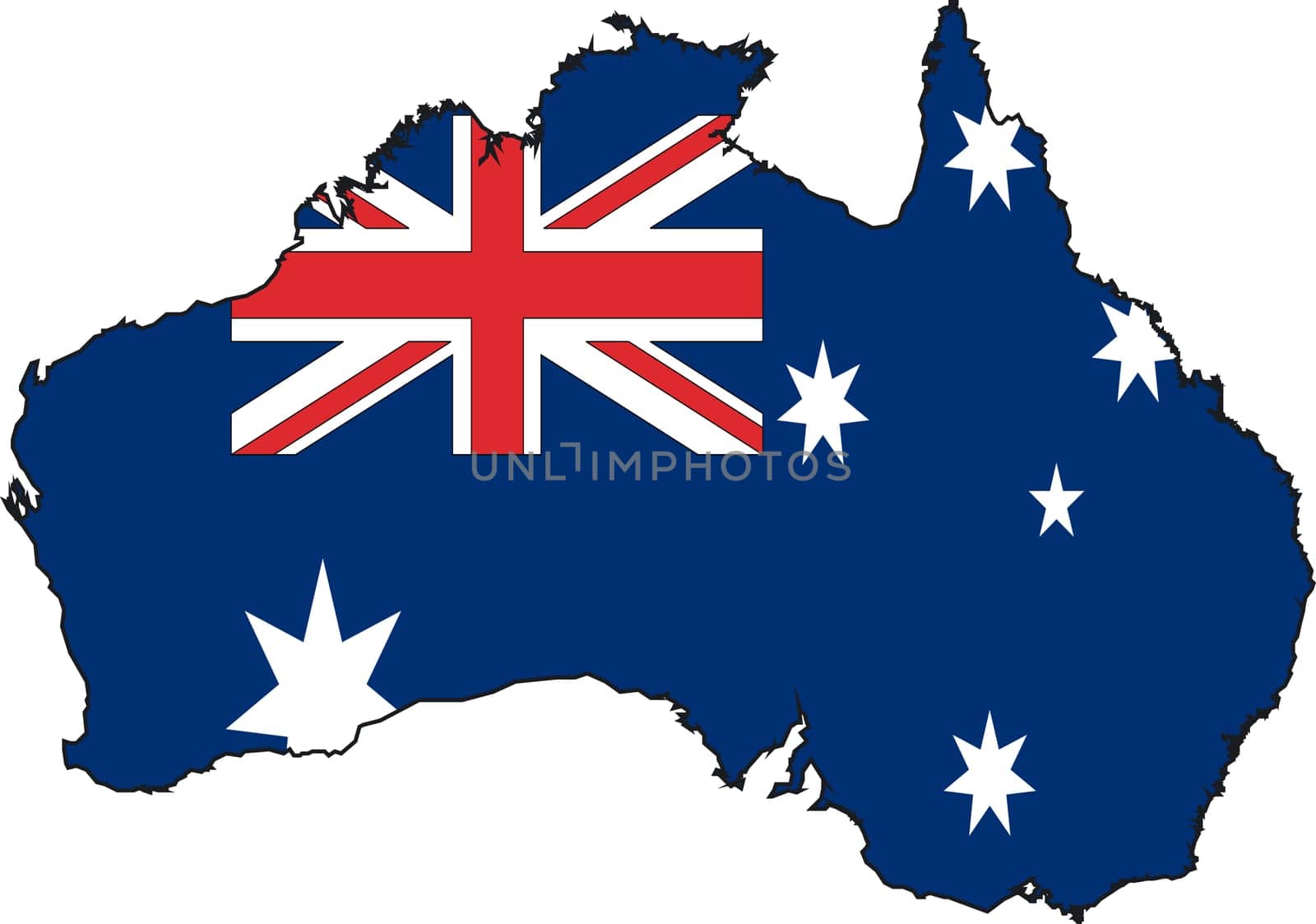 Illustration Vector of a Map and Flag from Australia