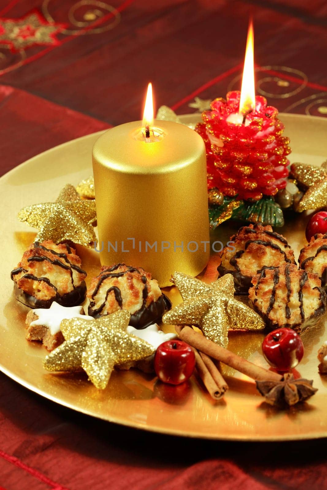 Beautiful Christmas still life with candles