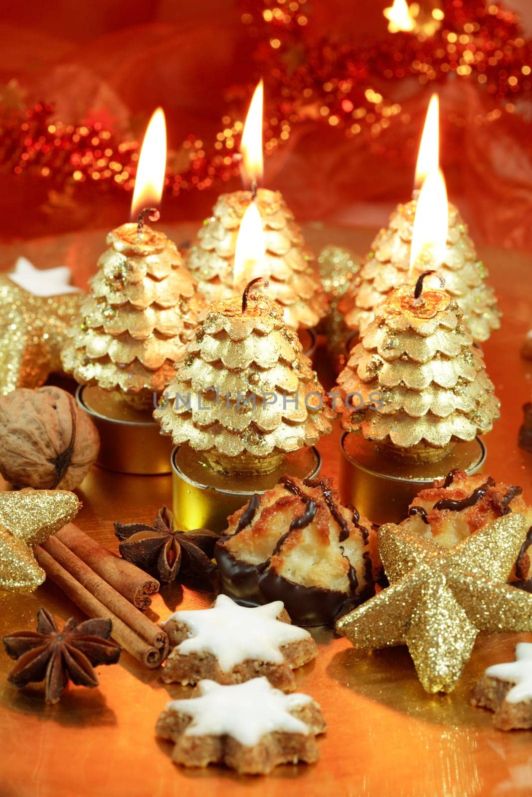 Beautiful Christmas still life with candles