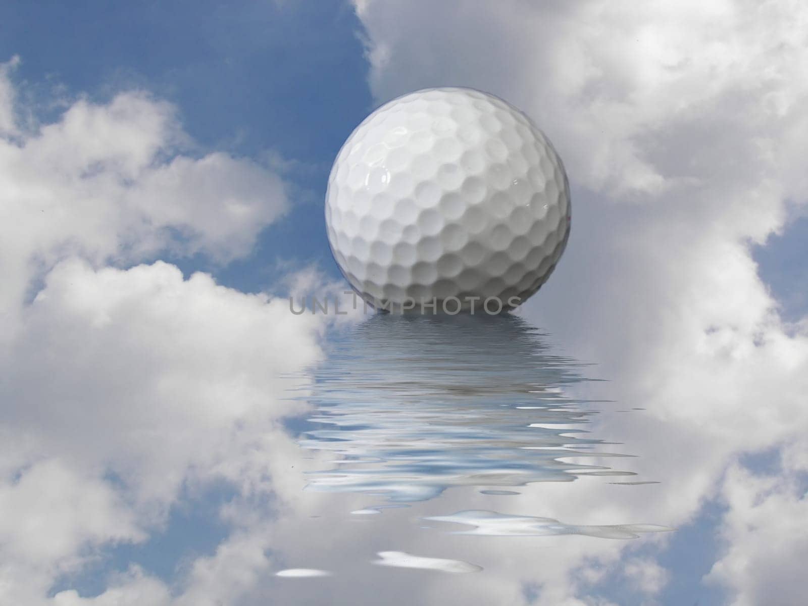 Golf ball disappearing into the heavens.