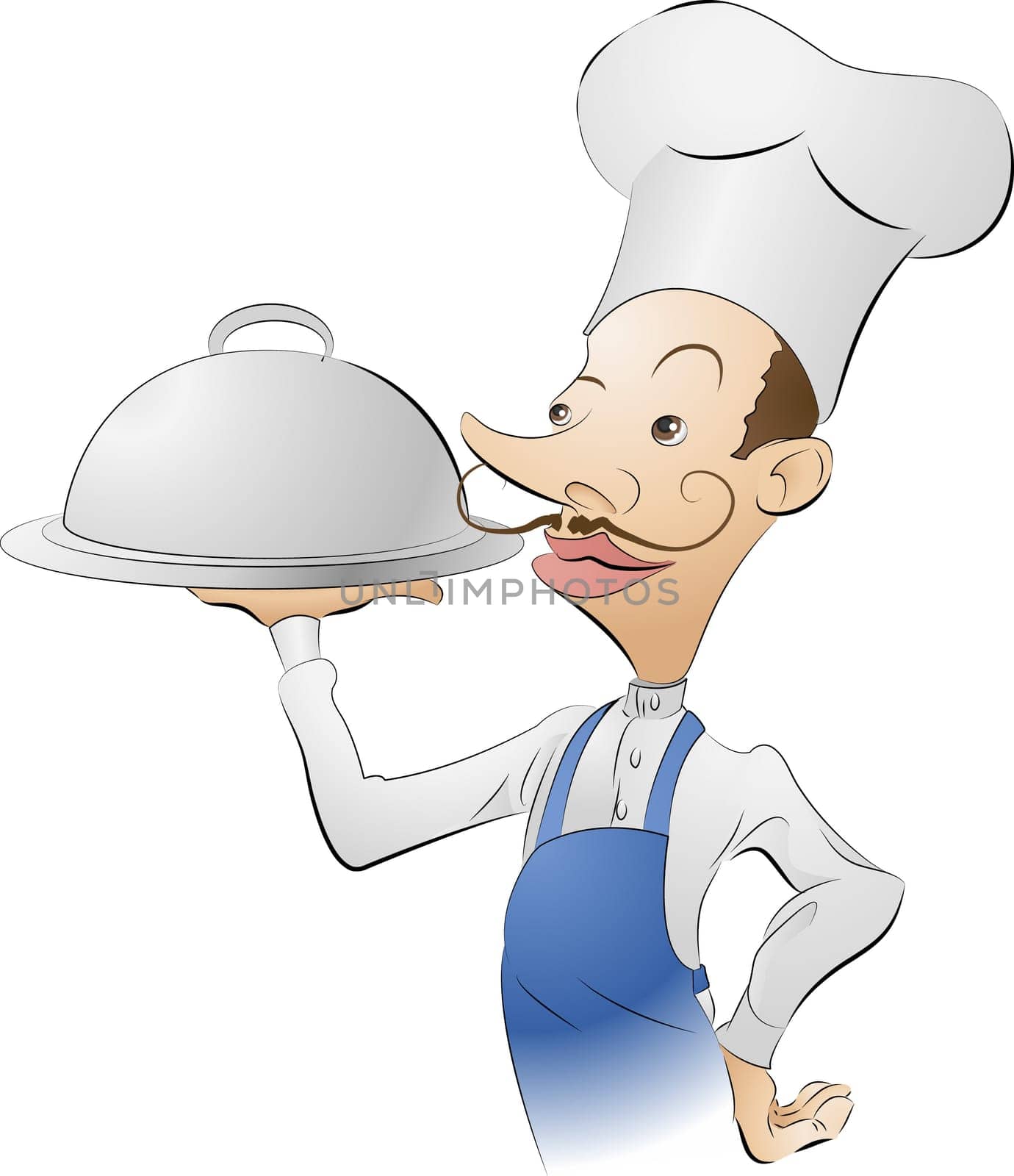 An illustration of a chef looking very pleased with himself