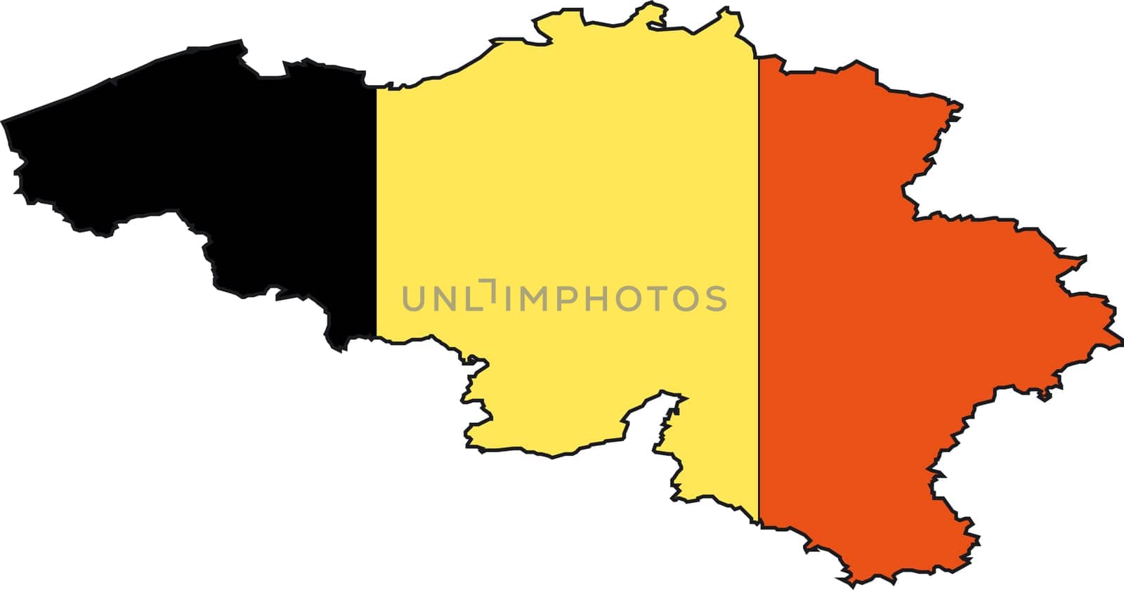 Illustration Vector of a Map and Flag from Belgium