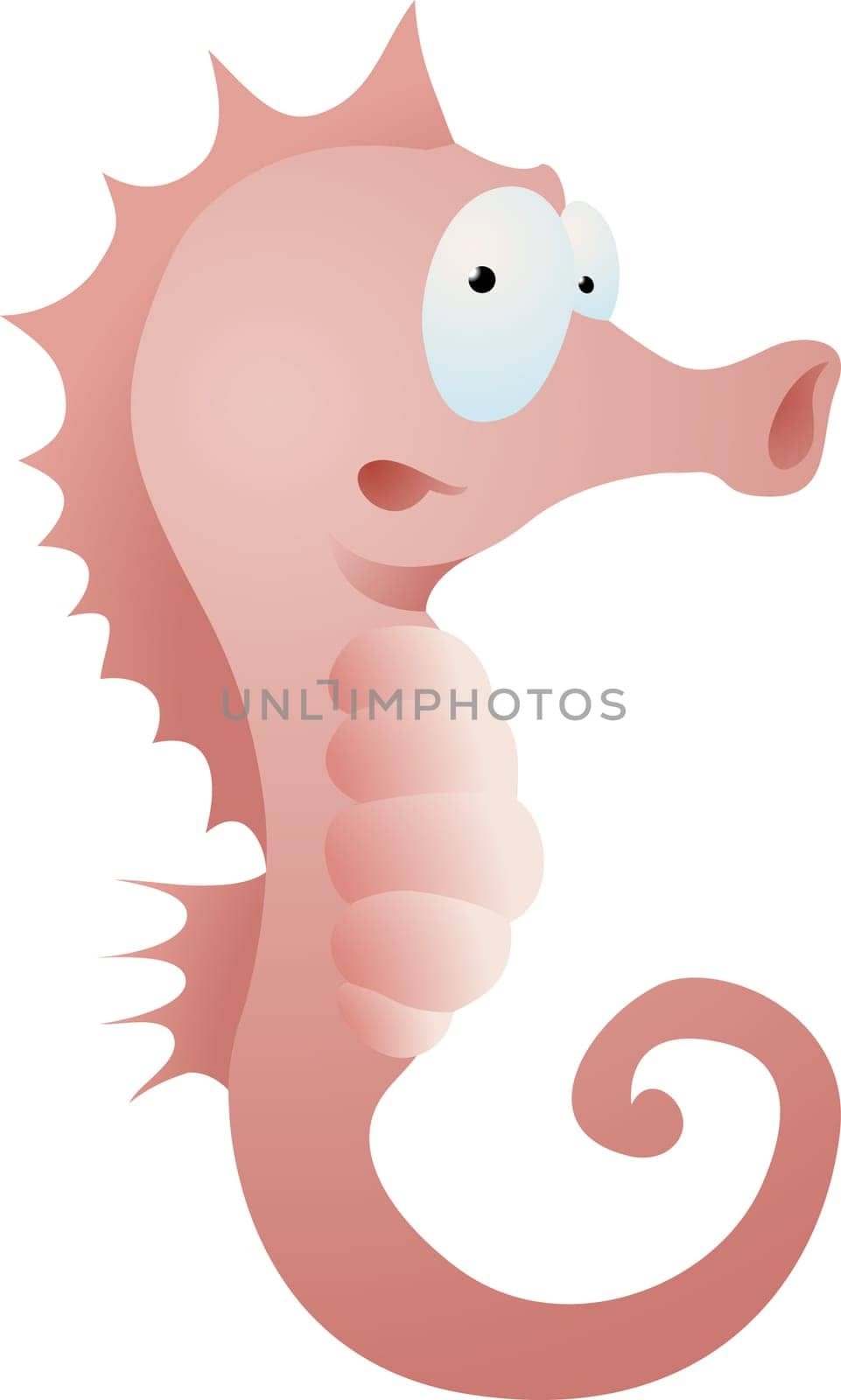 An illustration of a friendly pink seahorse
