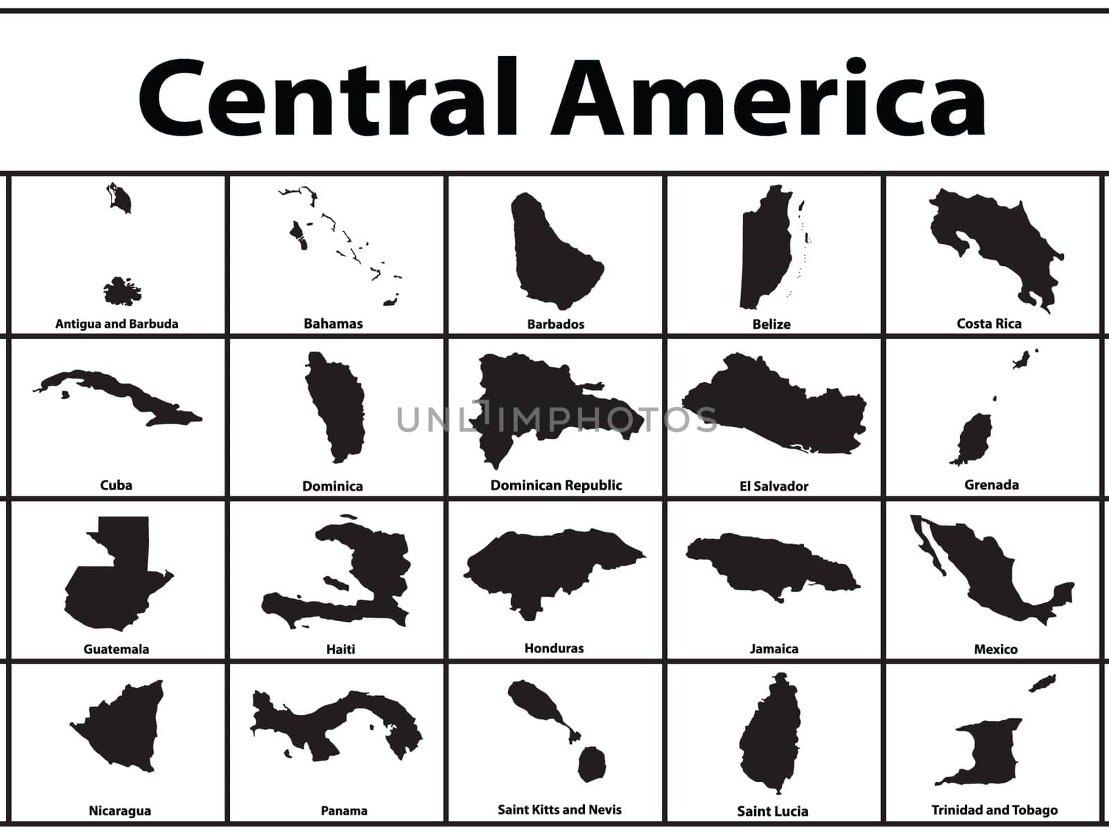 Vector silhouettes of Central America countries.