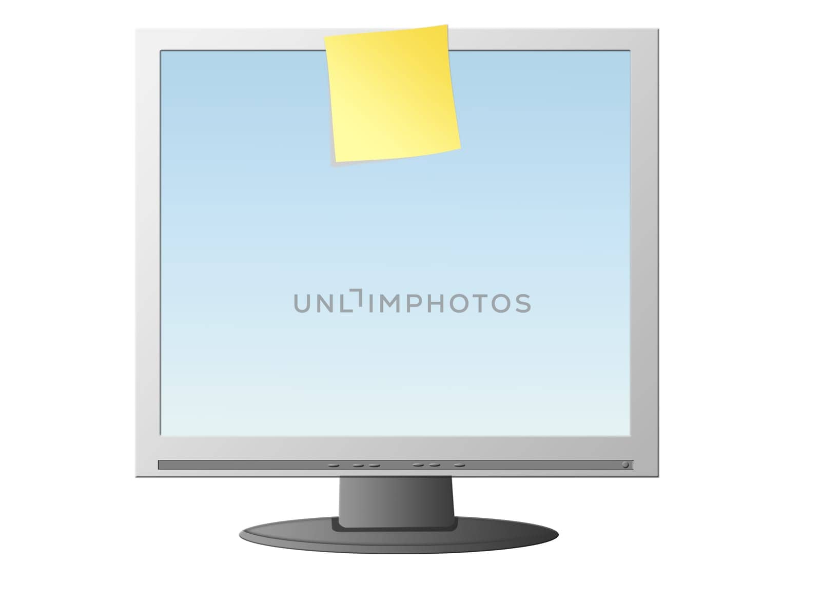 Monitor with a yellow memo note
