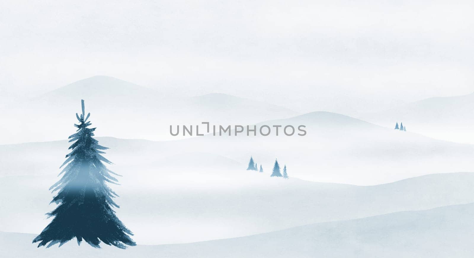 hilly panorama with fog and christmas trees, fir, conifer, brushstroke, fog, hill, fall, ridge, rural, paper, hilly, aerial, autumn, winter, scenic, nature, outdoor, texture, weather, collage, horizon, scenery, valleys, panorama, peaceful, panoramic, landscape, perspective, countryside