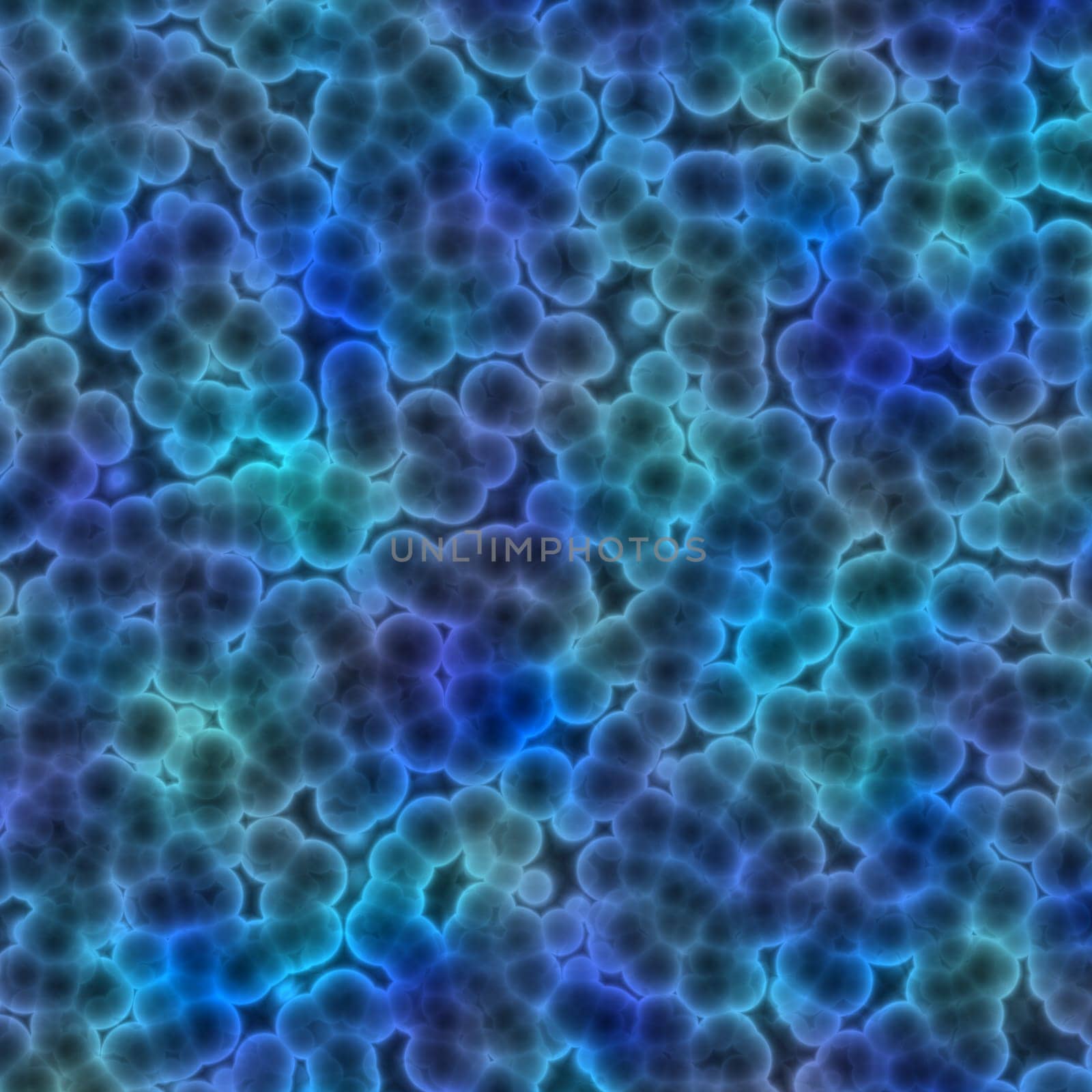 Computer generated illustration of blue plant cells under microscope