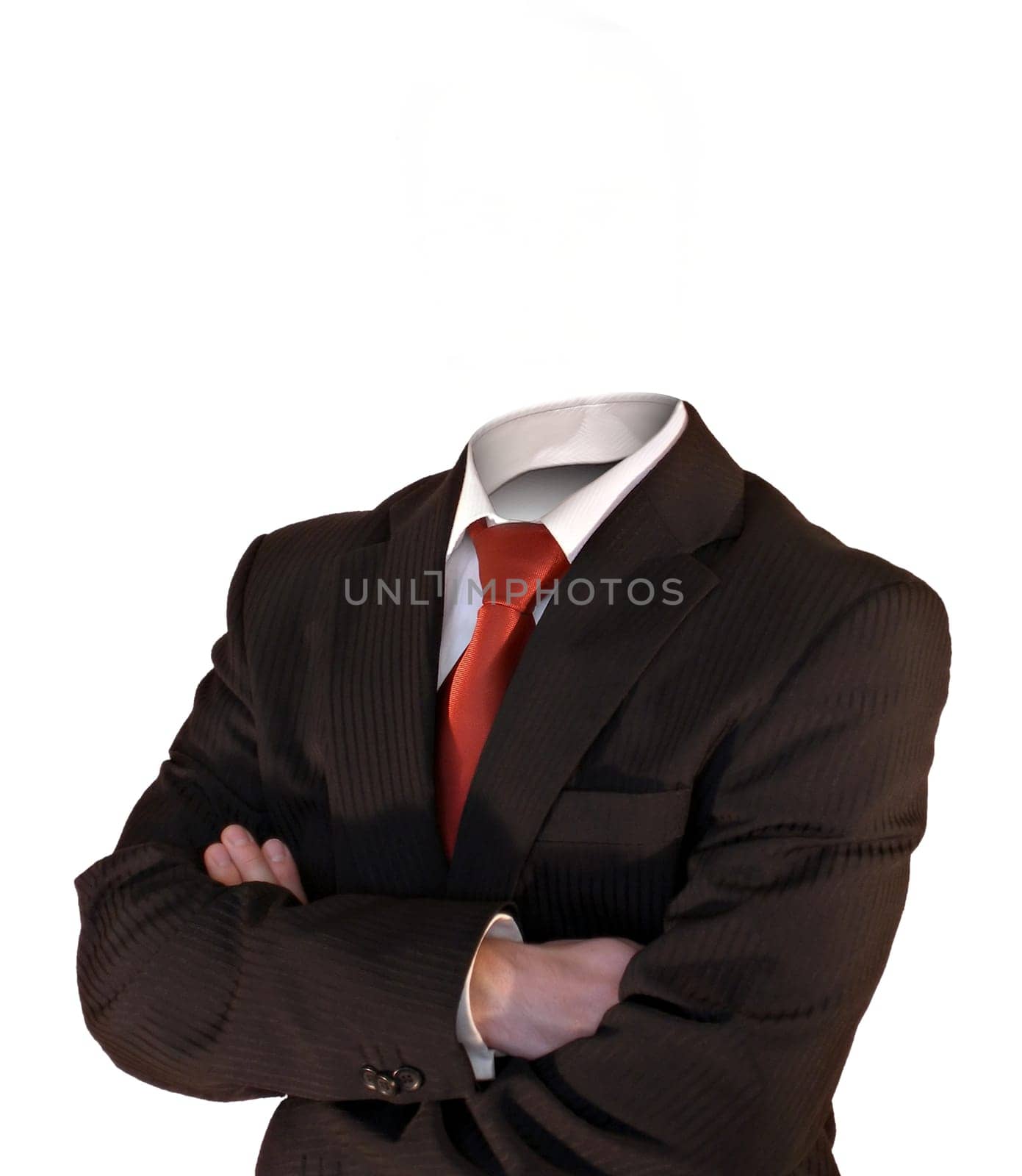 business man without a head isolated on white