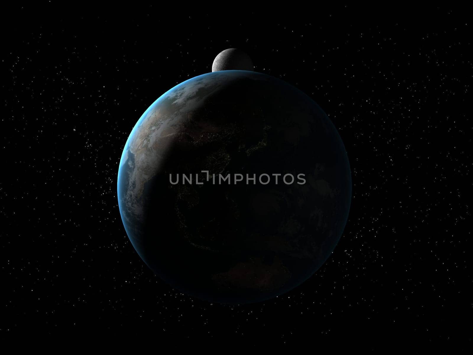 3d rendered illustration of the earth and the moon