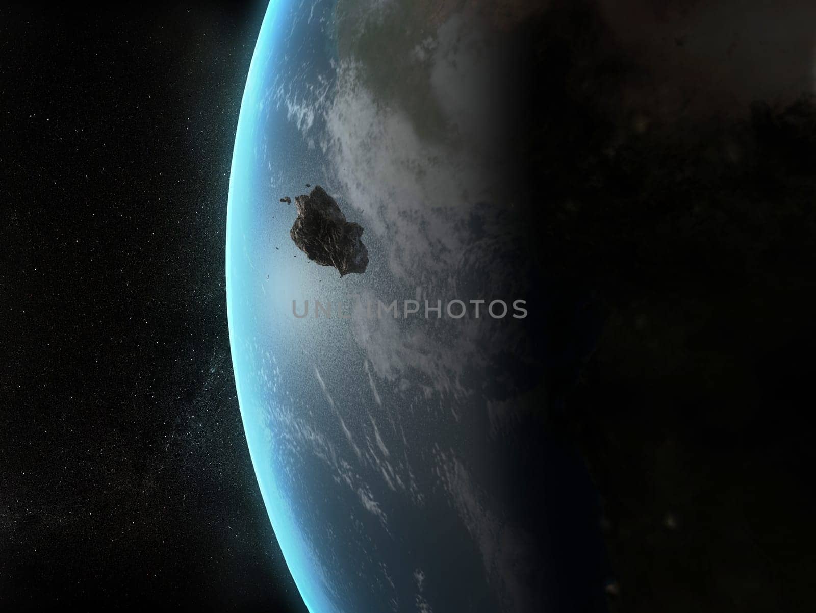 3d rendered illustration of a dangerous asteroid near by the earth