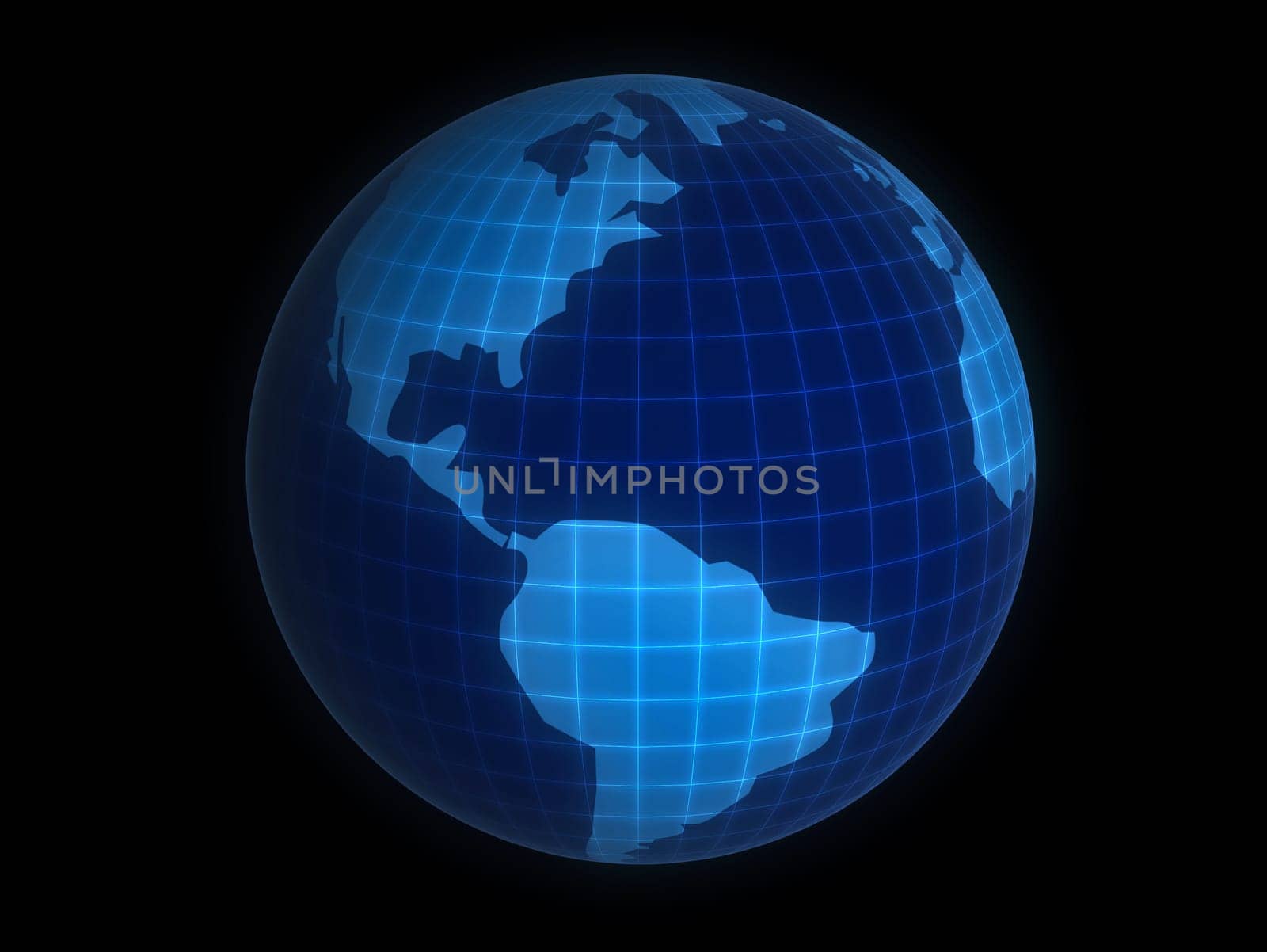 3d rendered illustration of a blue wire globe