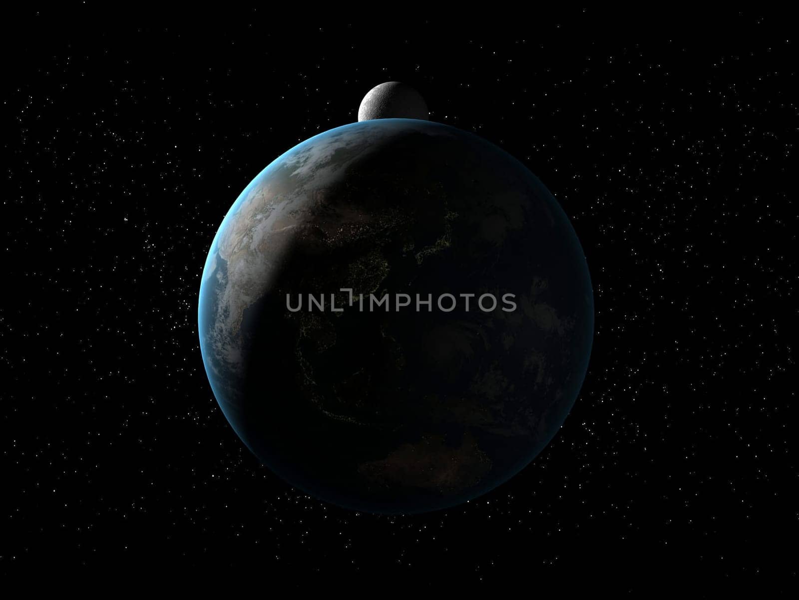 3d rendered illustration of the earth and the moon