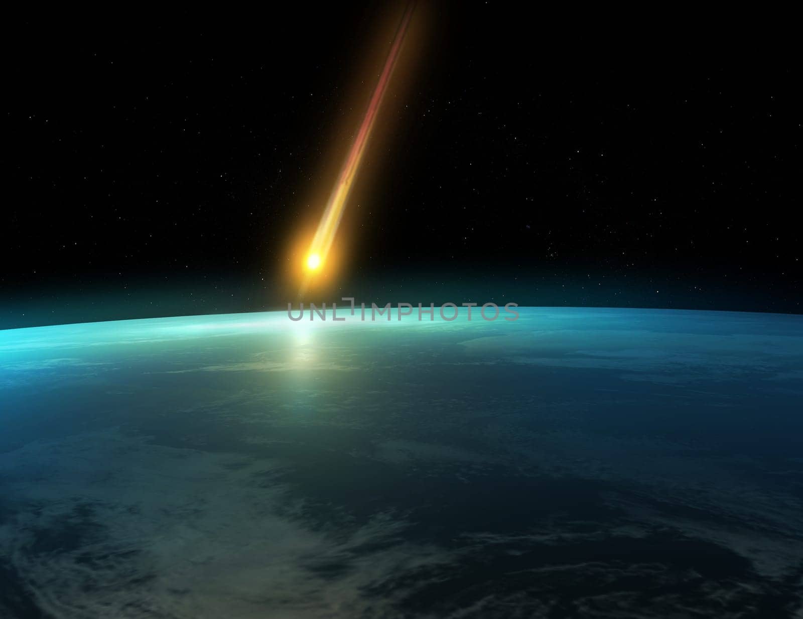 3d rendered illustration of a dangerous meteorid on his way to the earth