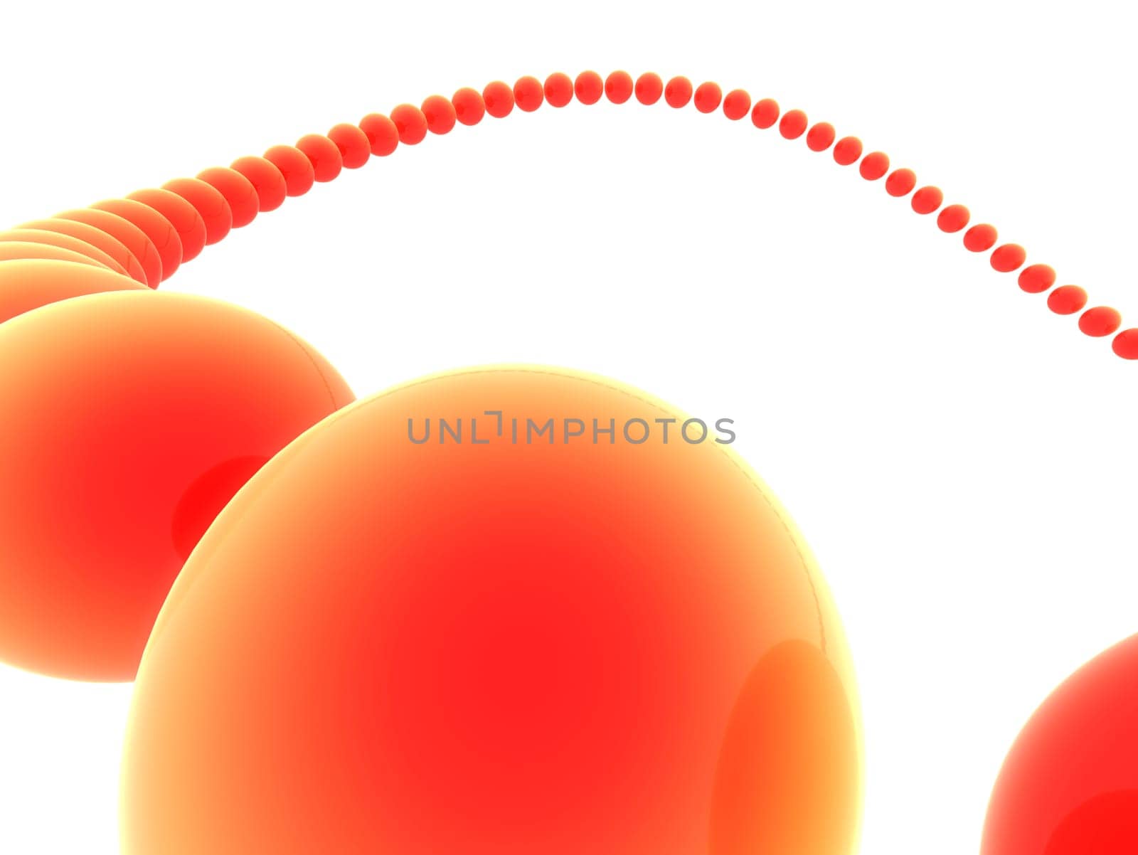3d rendered illustration from a line of orange balls