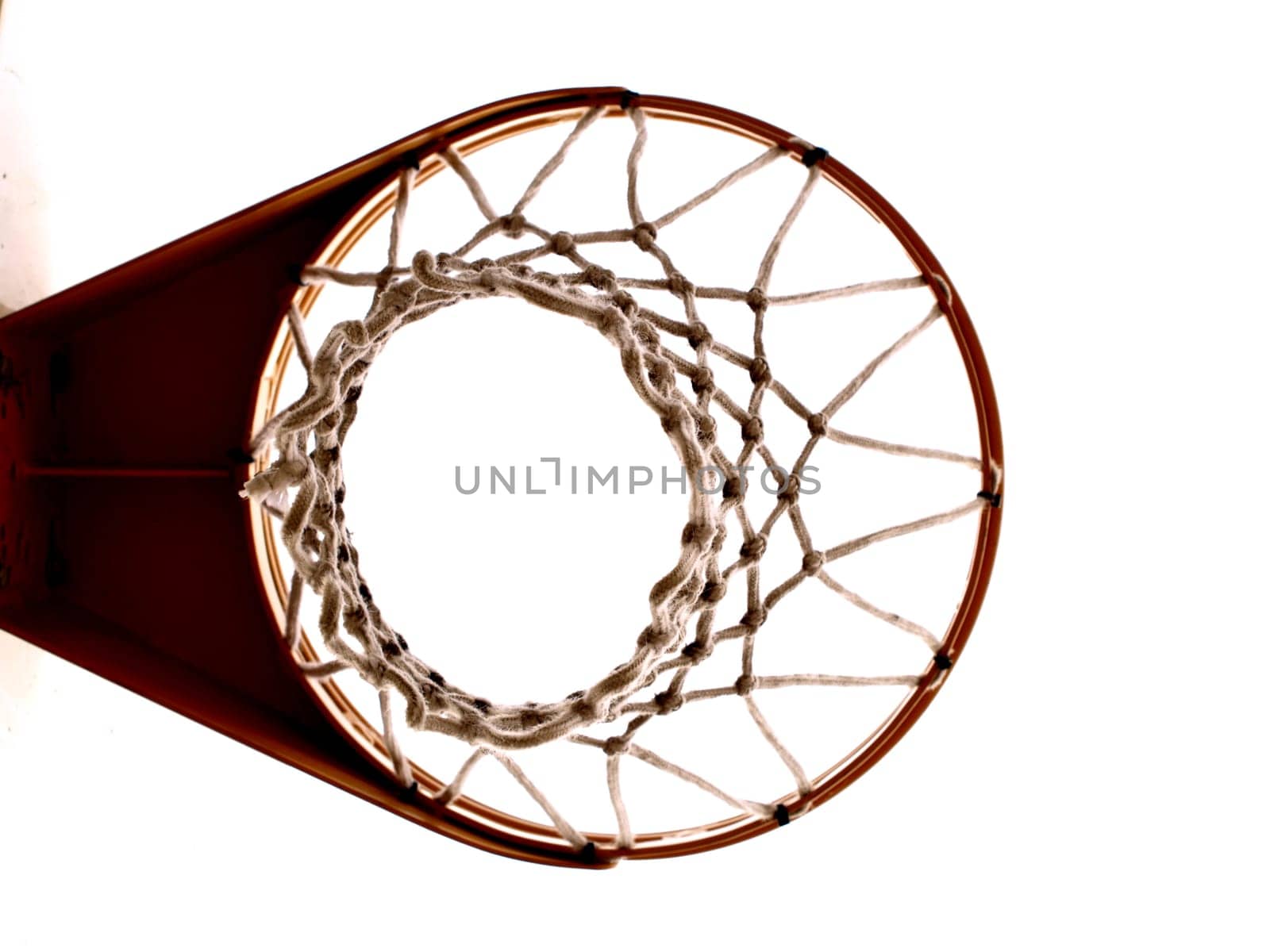 basketball goal shot from underneath, white sky