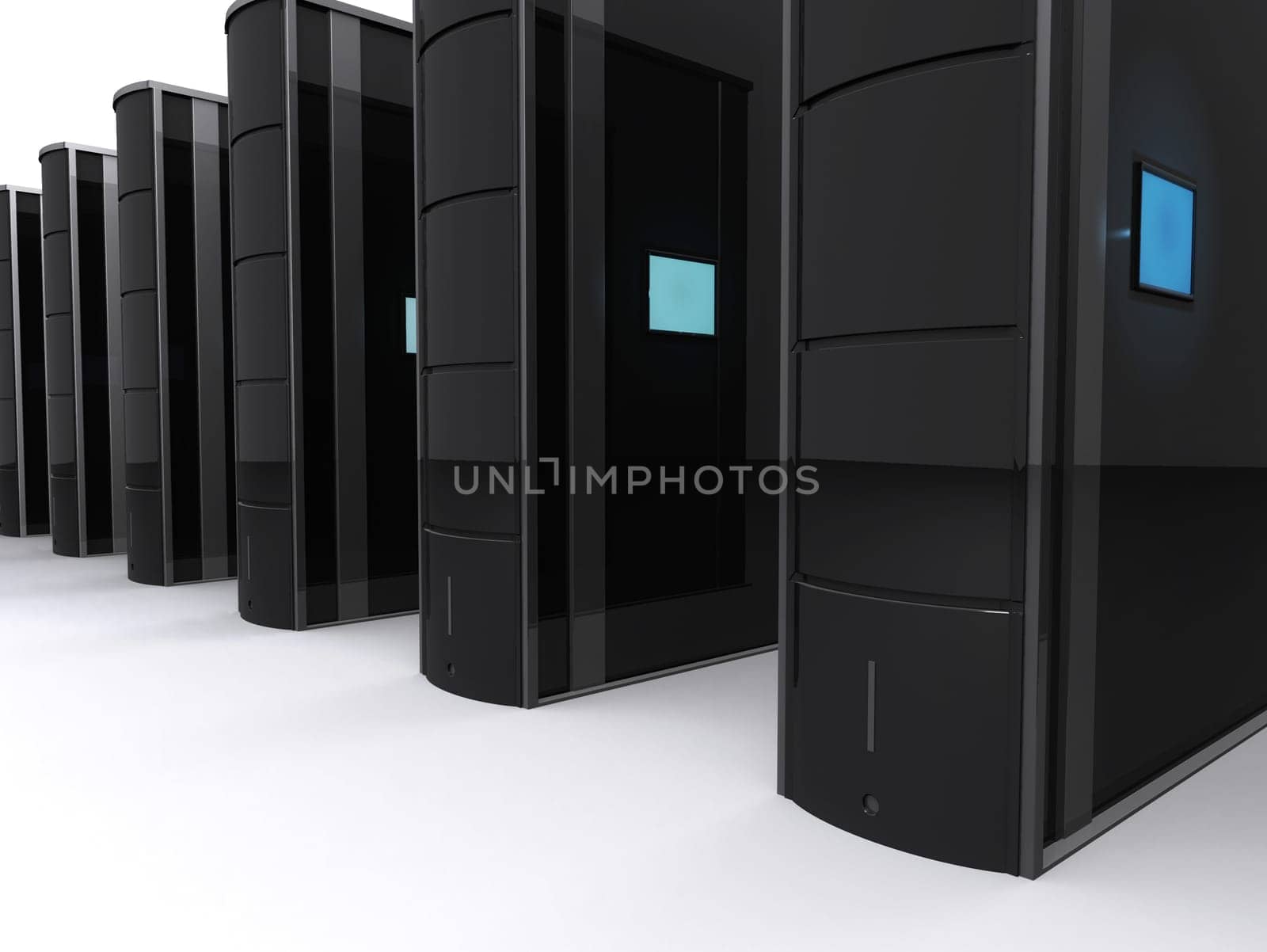 3d rendered illustration of servers standing in line
