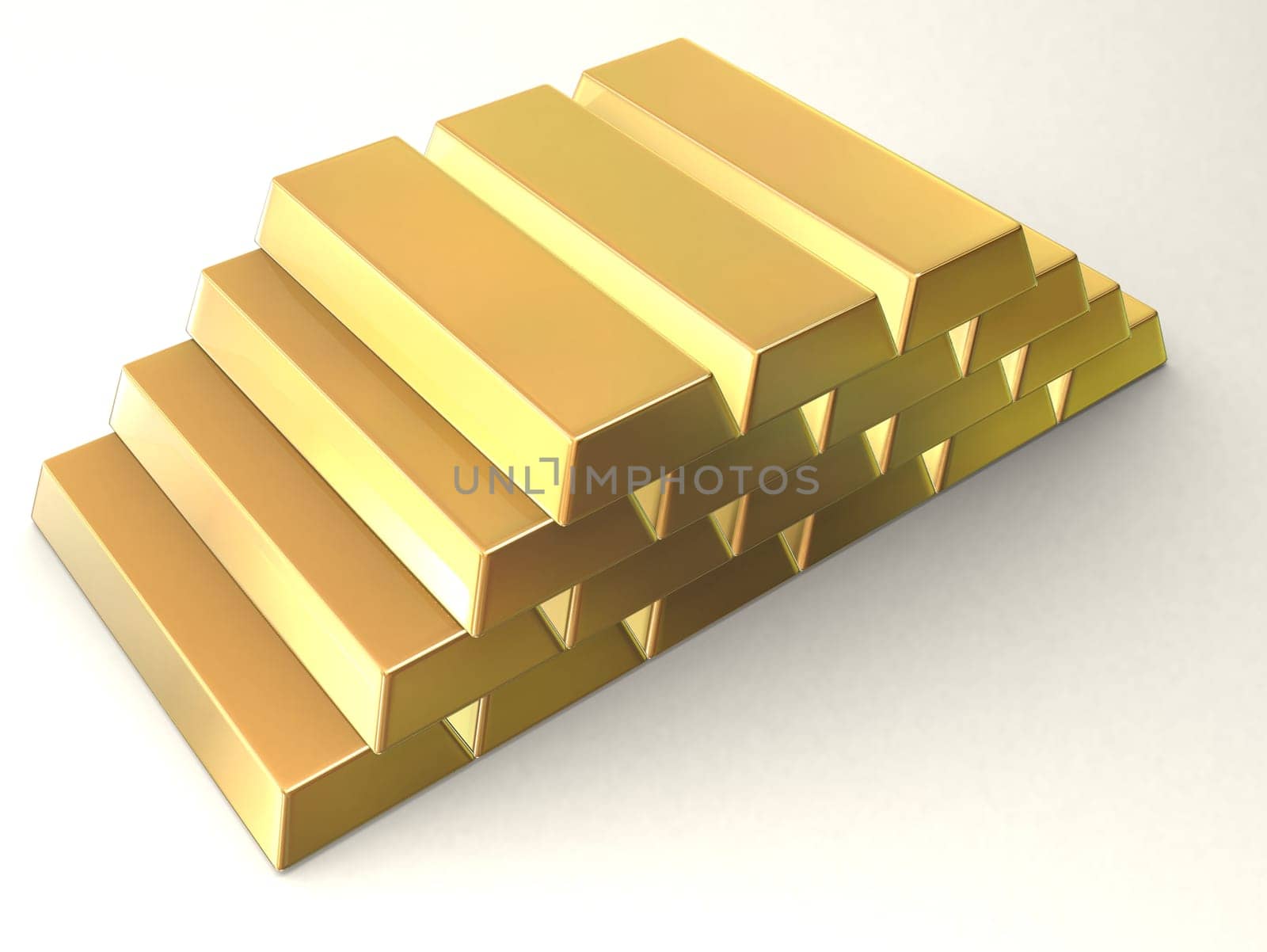3d rendered illustration from packs of gold bars