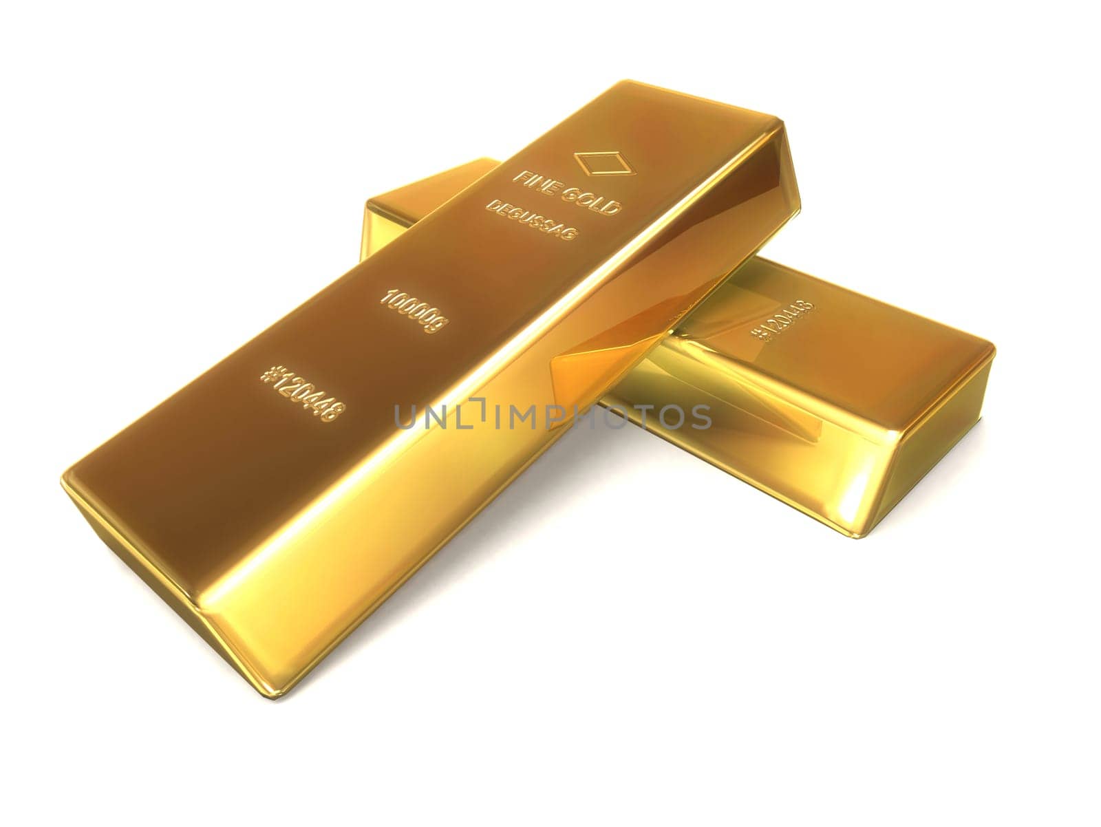 3d rendered illustration of two gold bars