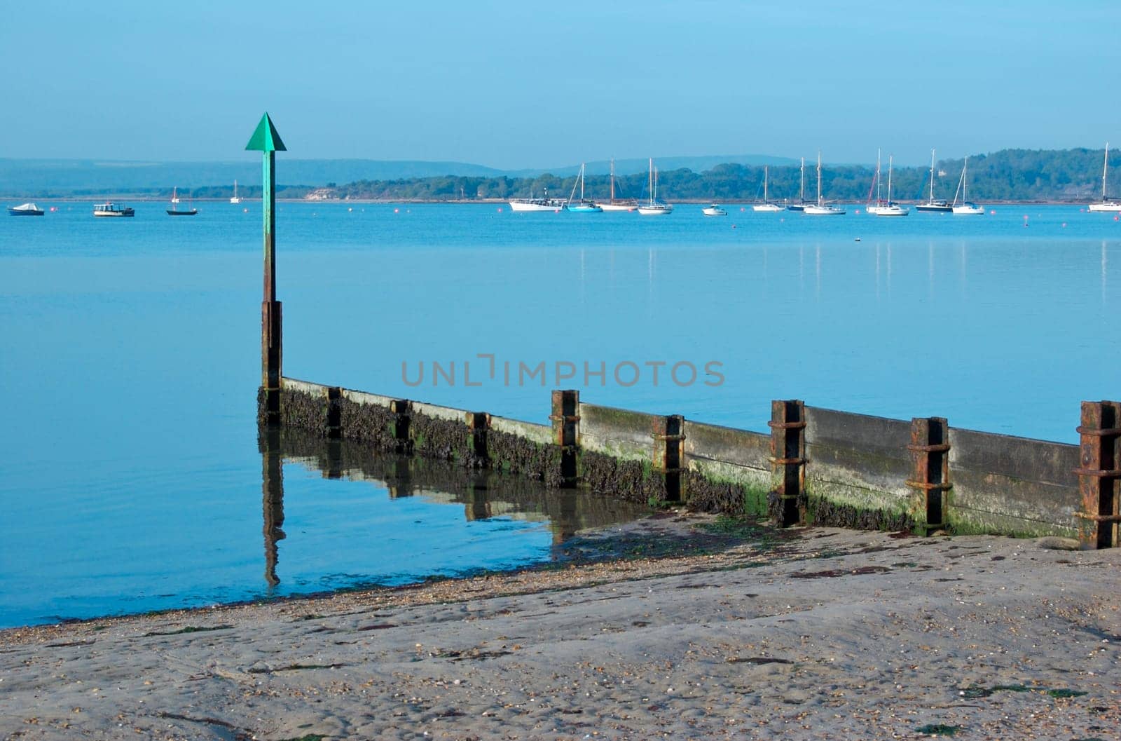 Poole Harbour as seen from the small beach located at Hamworthy.