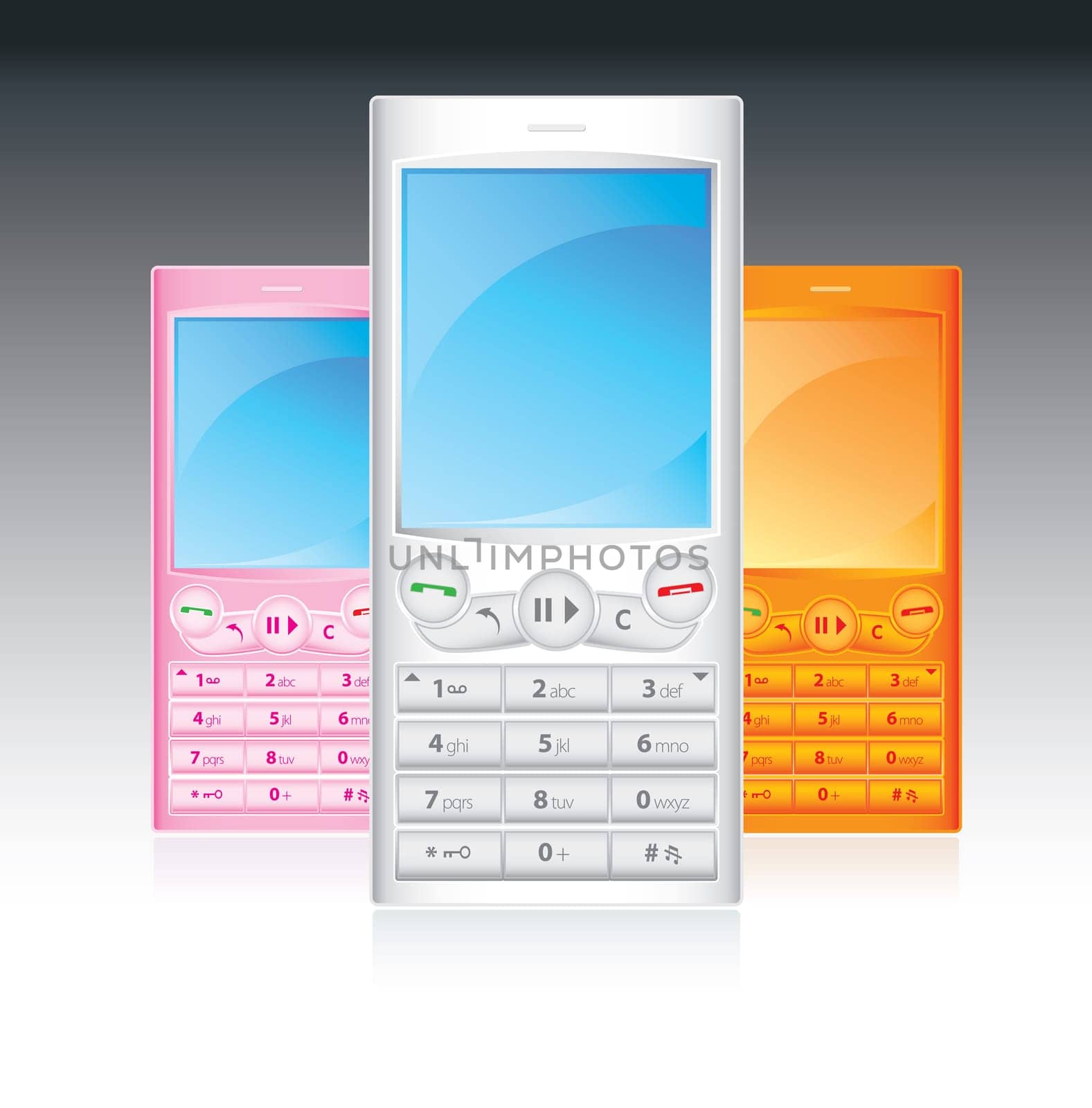 Every cellphone in a diffrent layer.