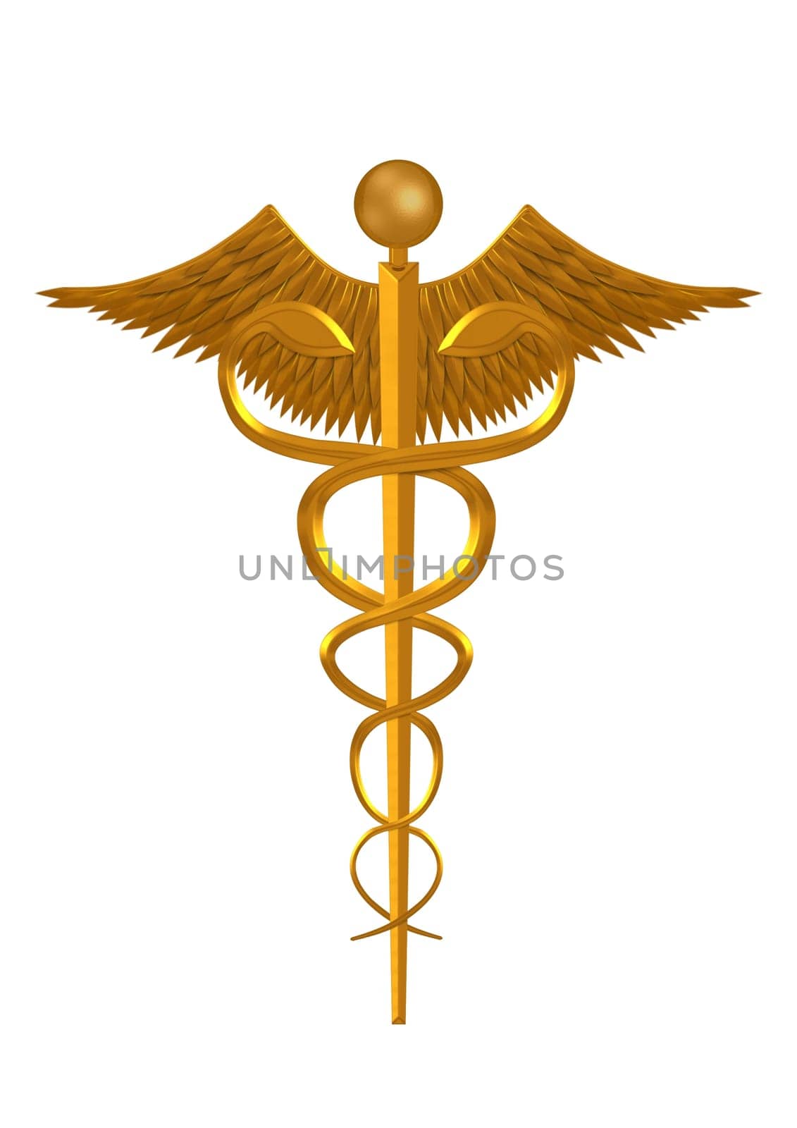 Illustration of a golden medical symbol on a white background