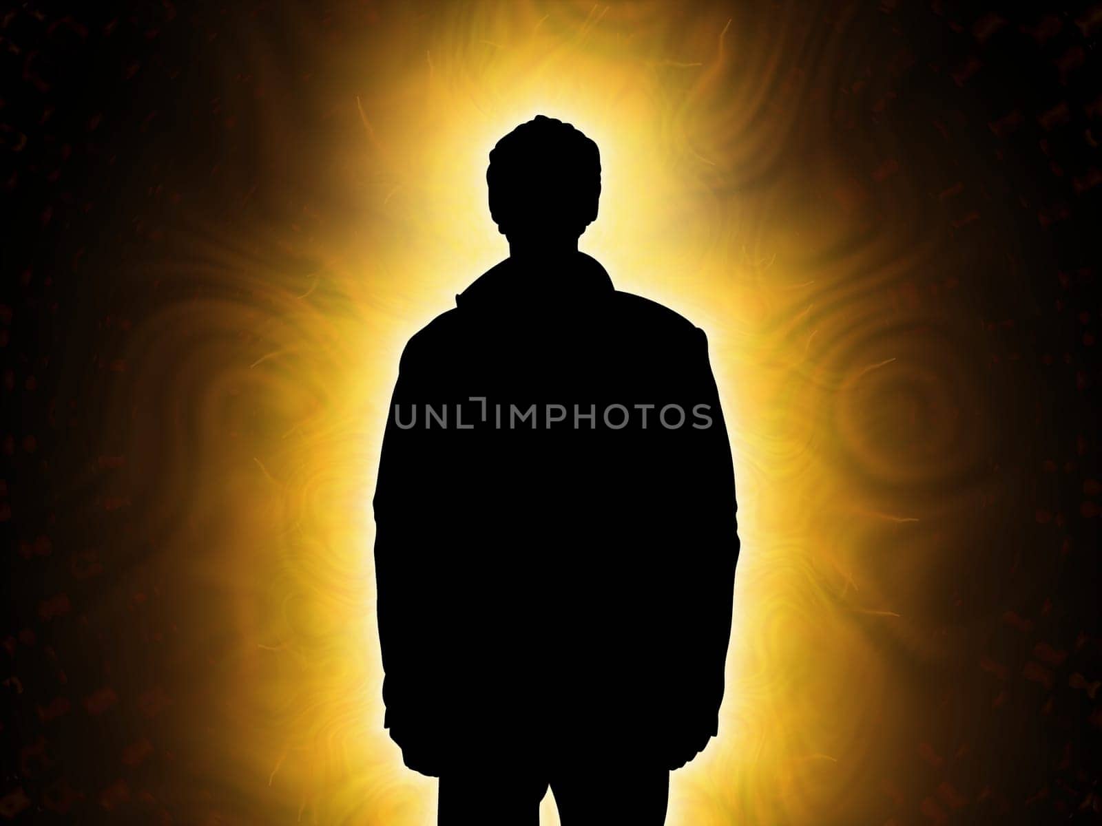Person looking into light or standing in front of light looking forward