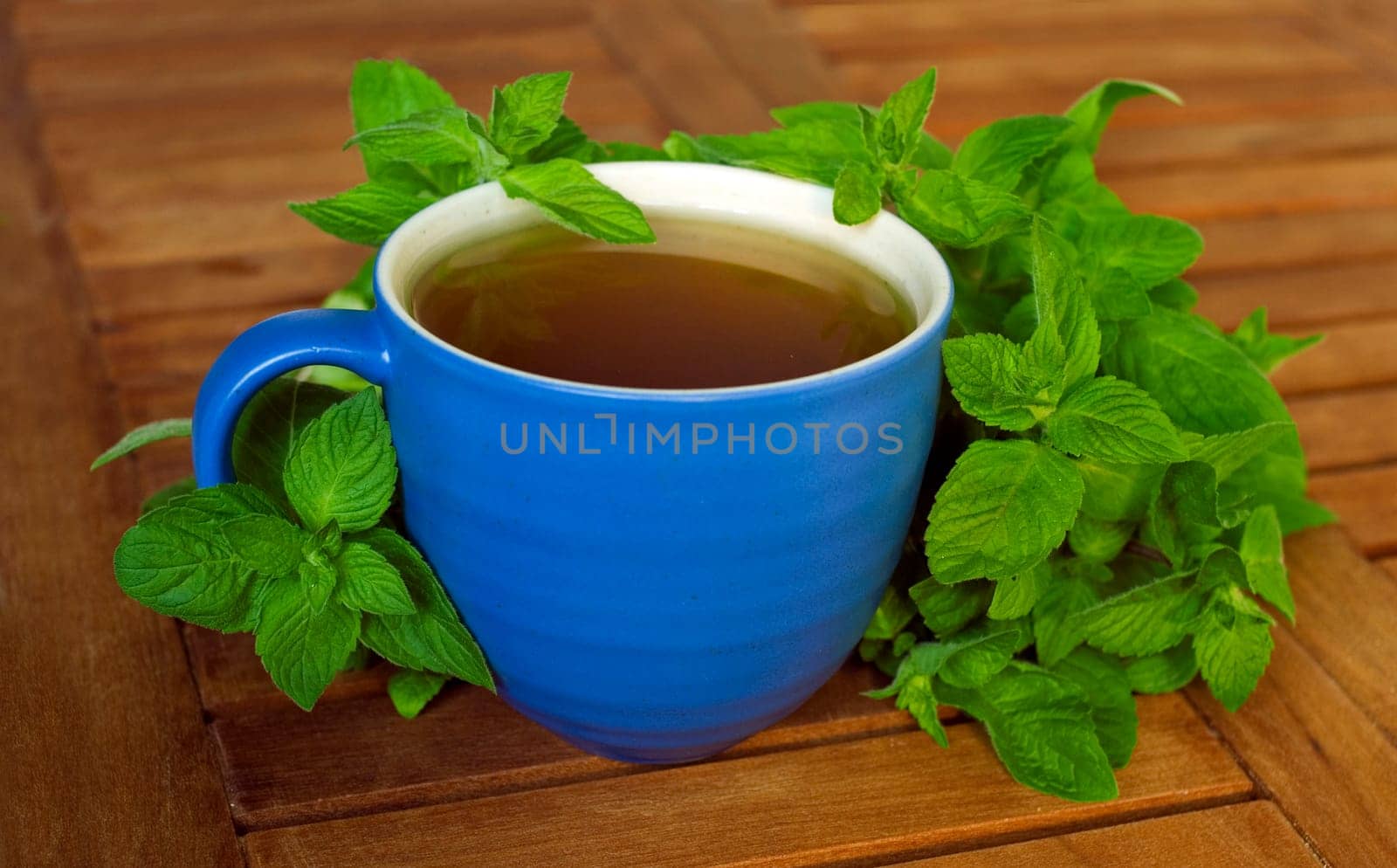 mint tea with fresh peppermint leaves.