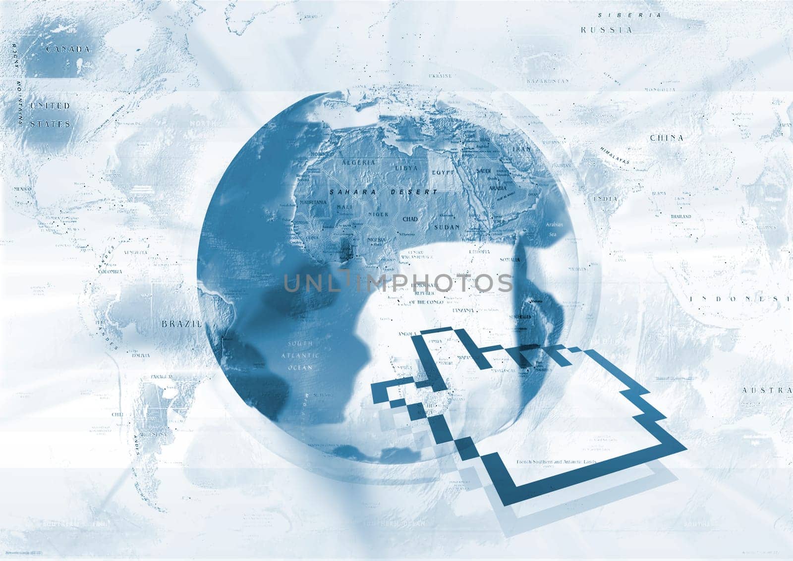 globe on blue background