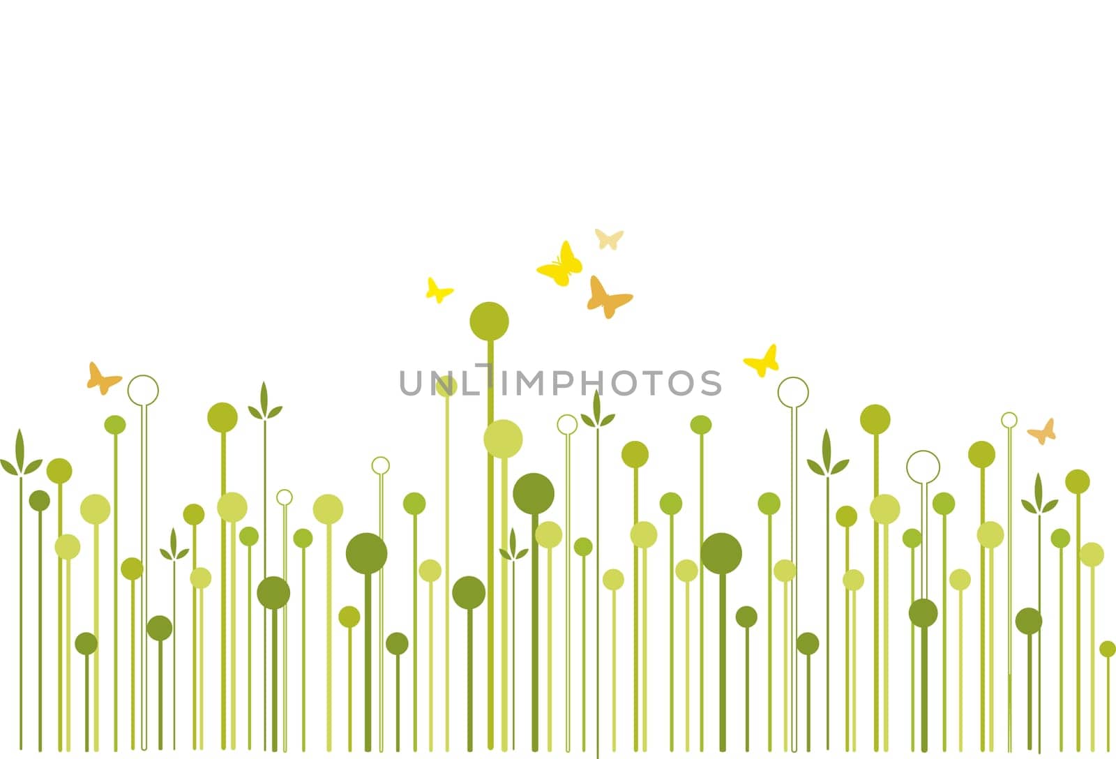 abstract floral background with butterflies