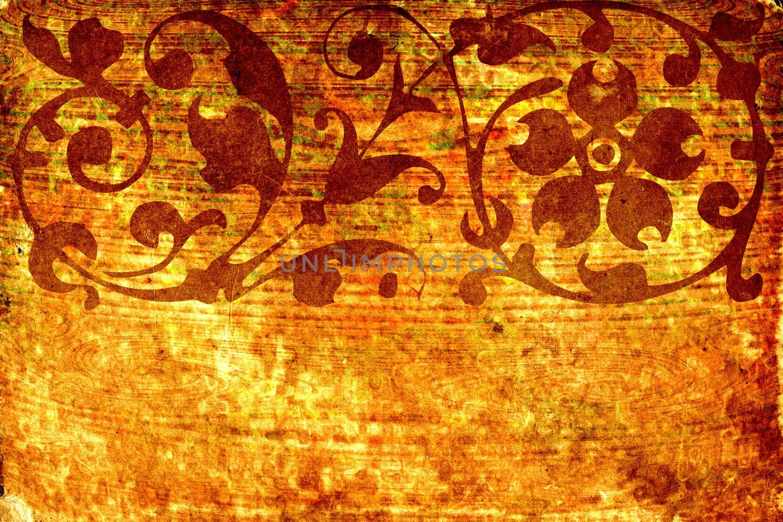 Grunge background with floral elements