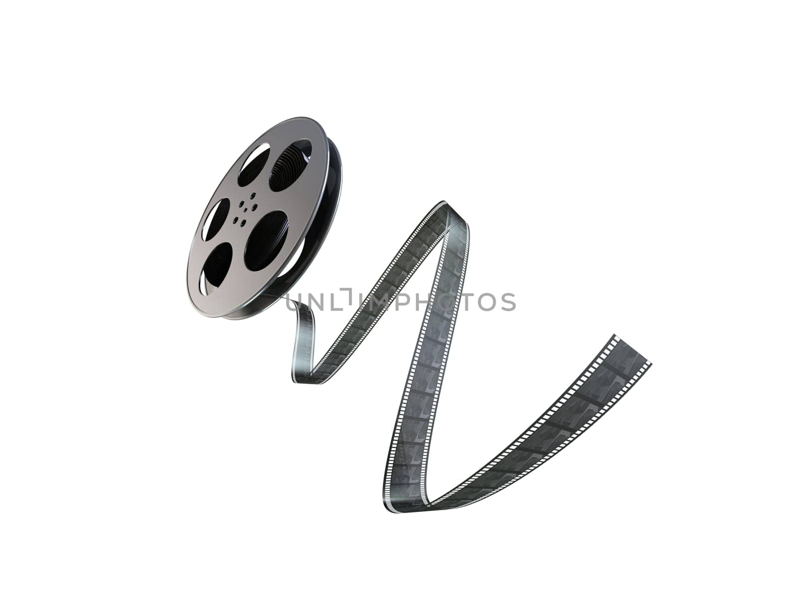 3d rendered illustration of a black film reel