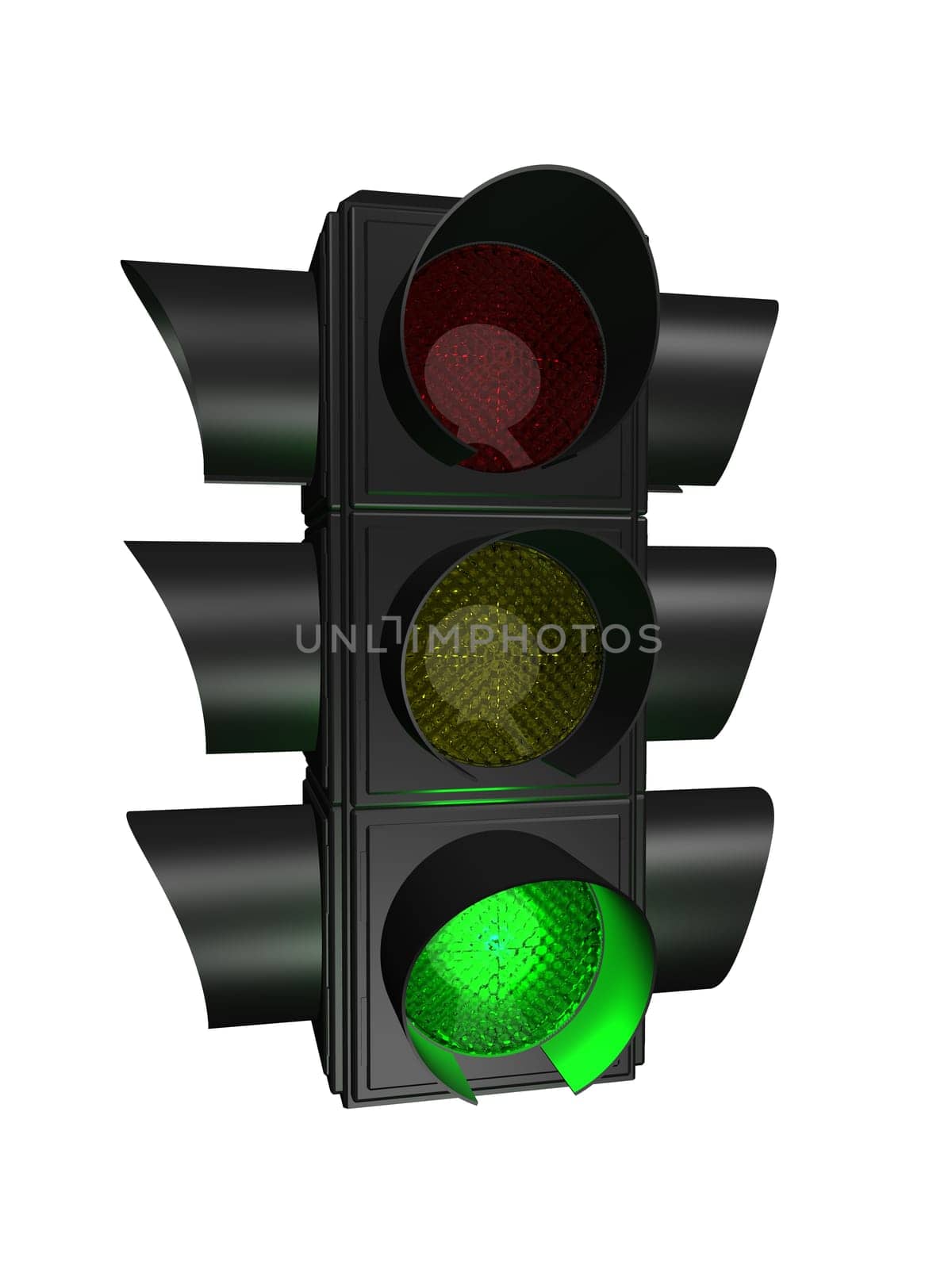3 rendered illustration of a black traffic light