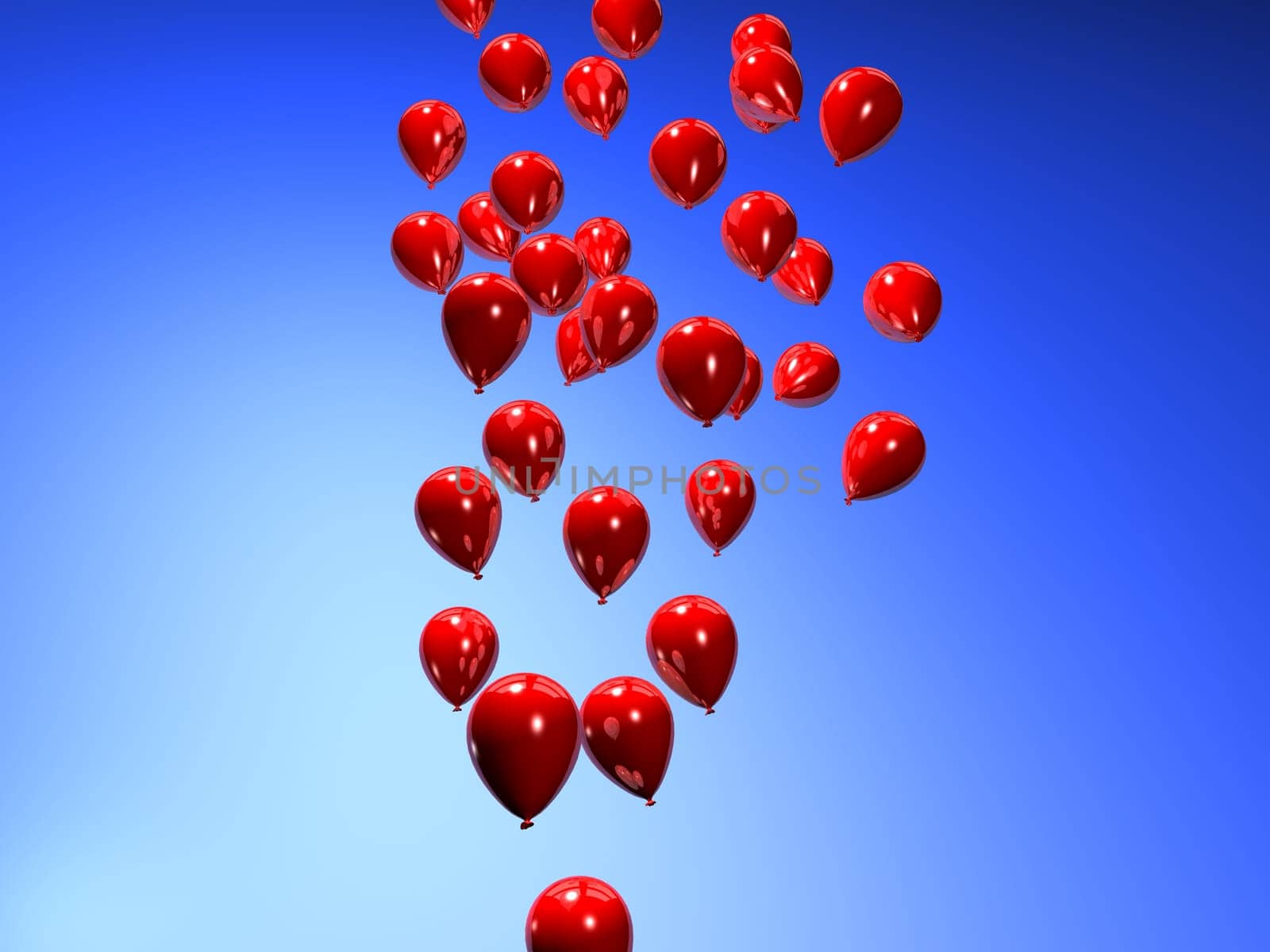 3d rendered illustration of flying red balloons