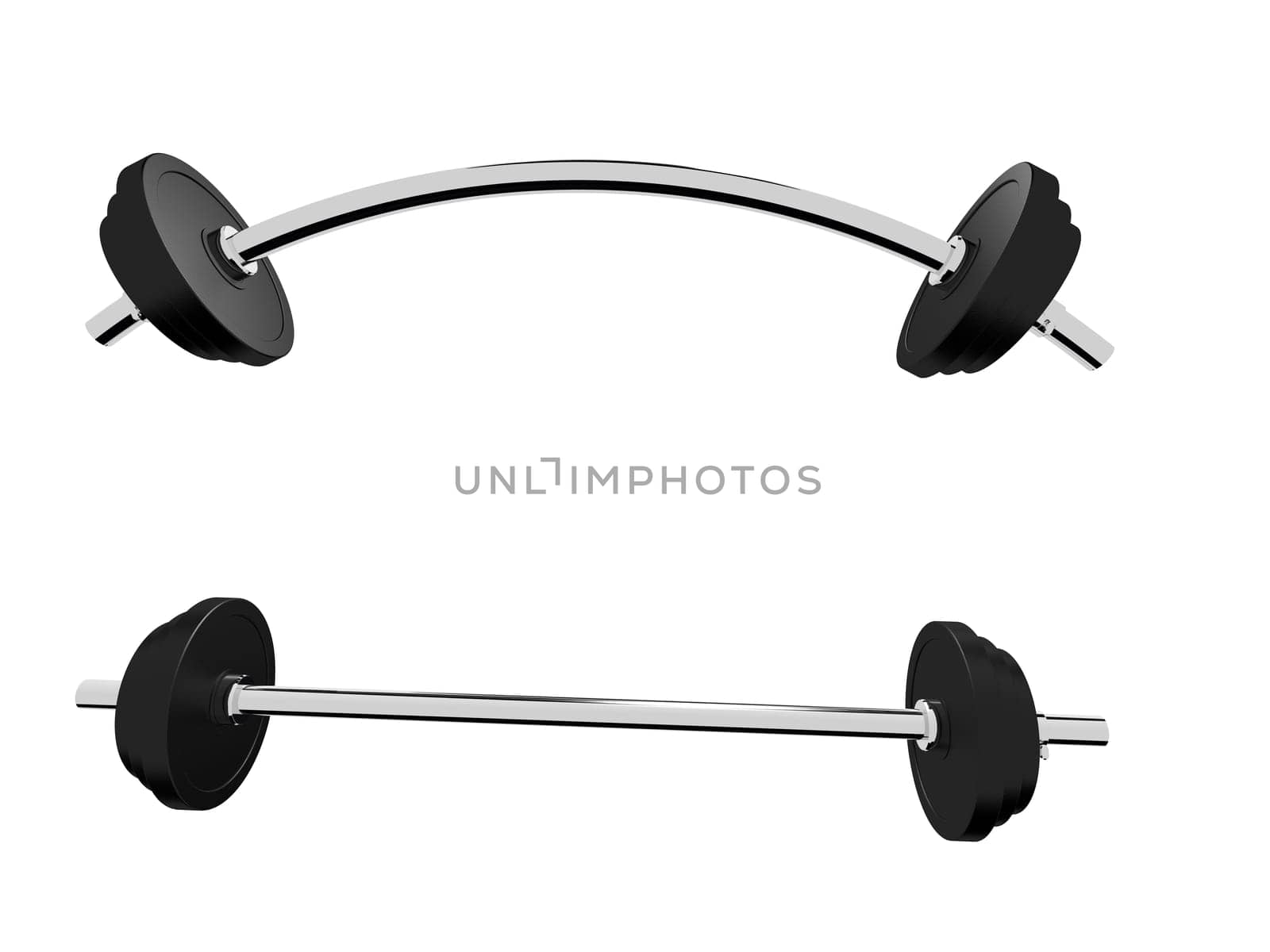 3d rendered illustration of two black barbels