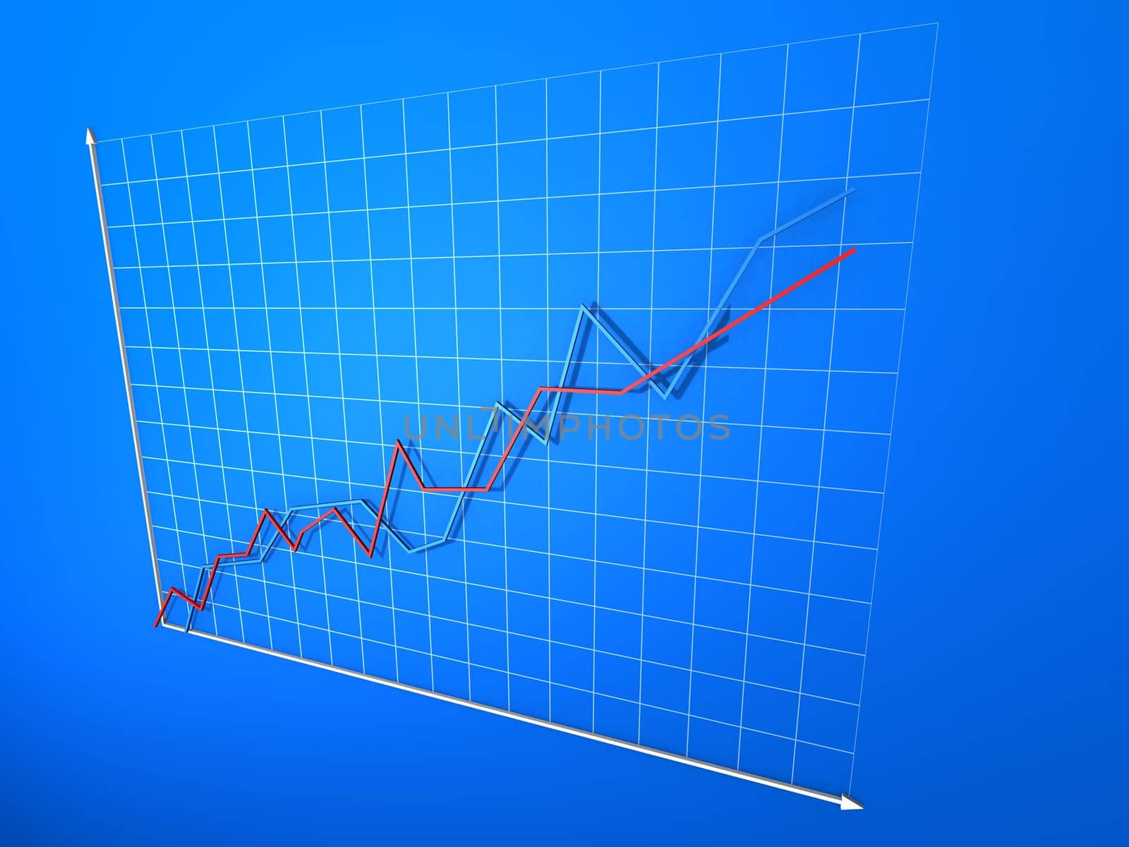 3d rendered illustration of a rising statistic