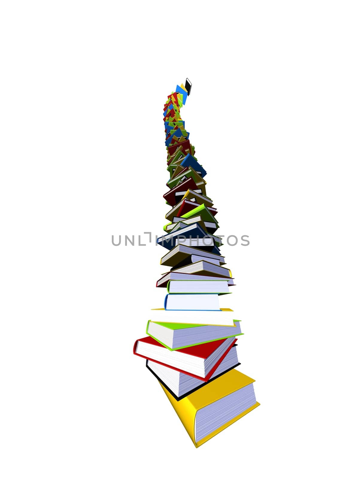 3d rendered illustration from a big tower of books
