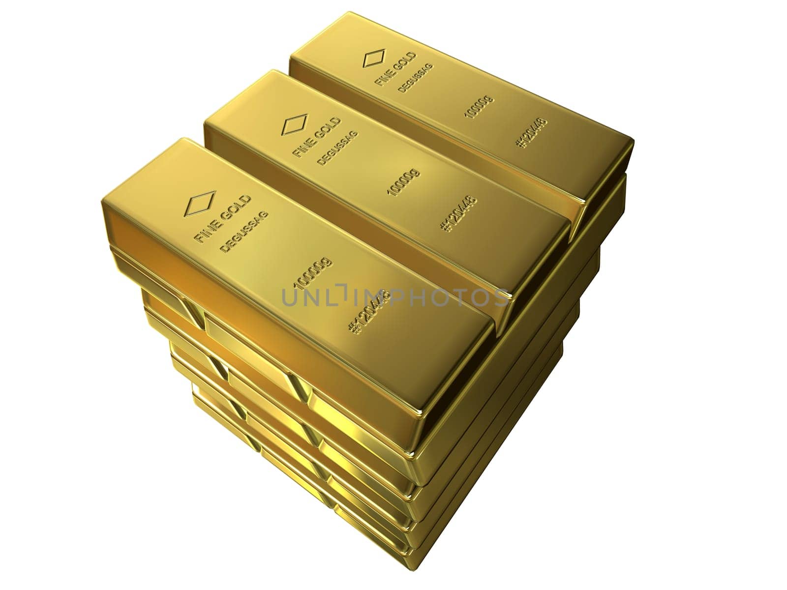 3d rendered illustration from a pack of gold bars