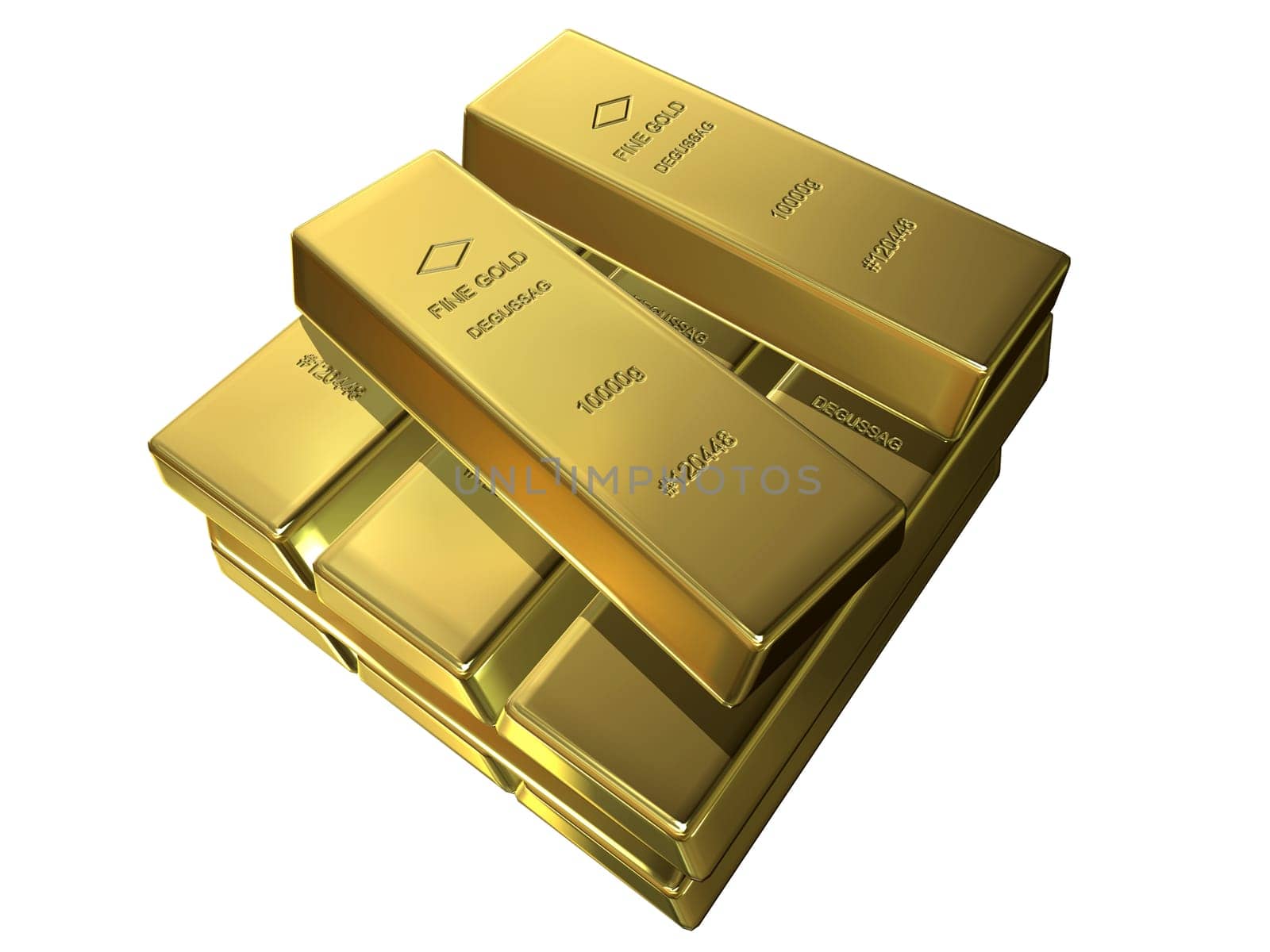 3d rendered illustration from a pack of gold bars
