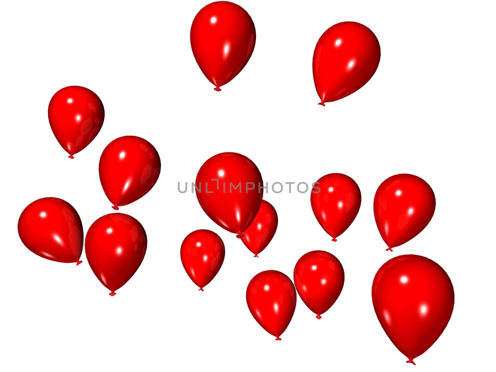 3d rendered illustration of some flying red balloons