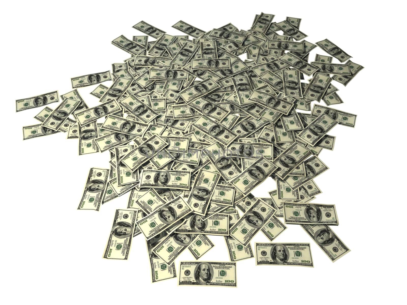 3d rendered illustration of many dollar notes