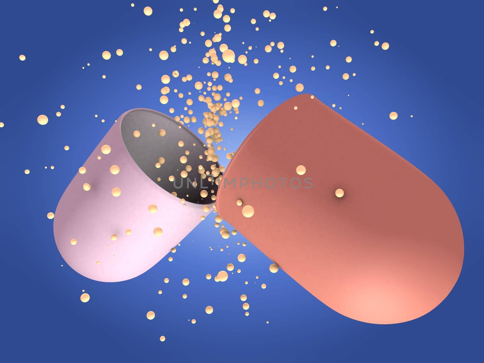 3d rendered illustration of an opening medicine capsule