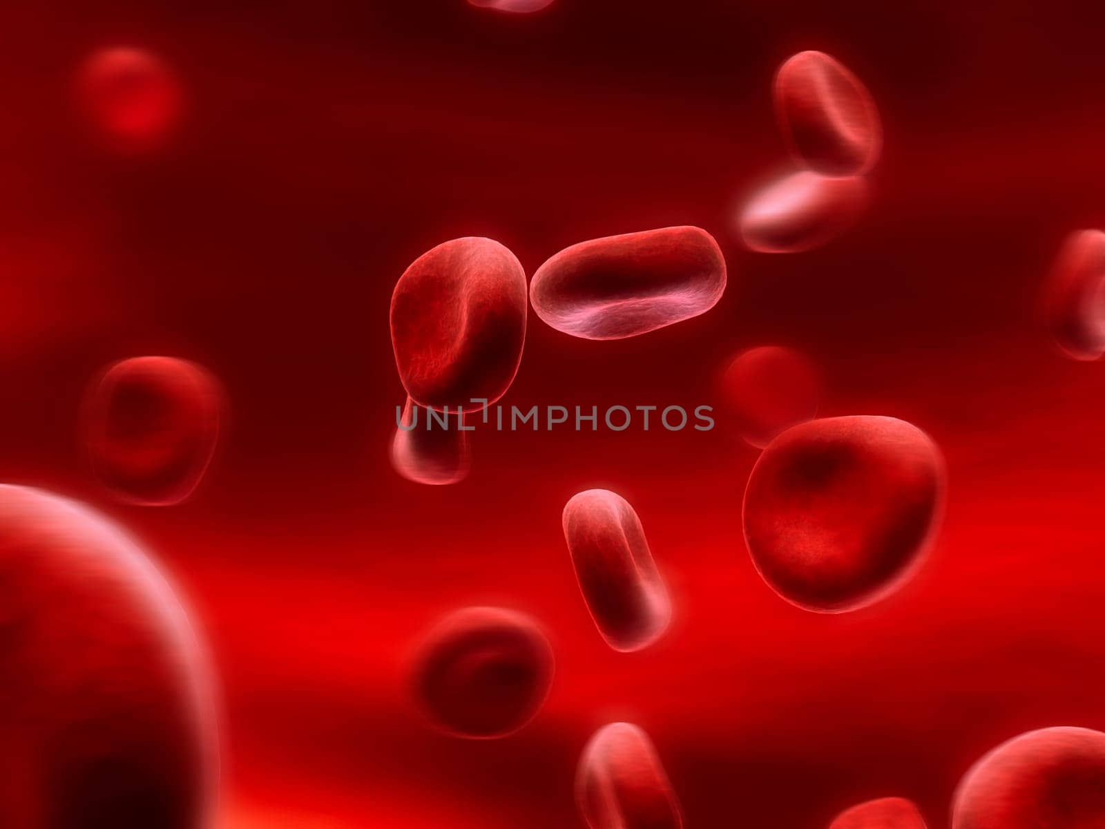 3d rendered close up of streaming red blood cell